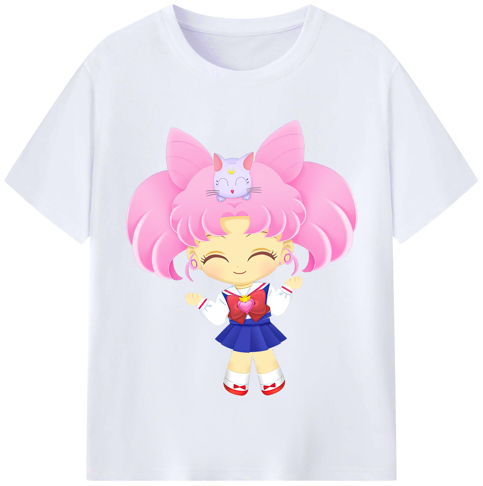 （画像用） 美少女戦士セーラームーン ちびうさ Sailor Moon Chibiusa Tsukino Usagi Small Lady Serenity レディースカジュアルプリントTシャツ（綿100％）