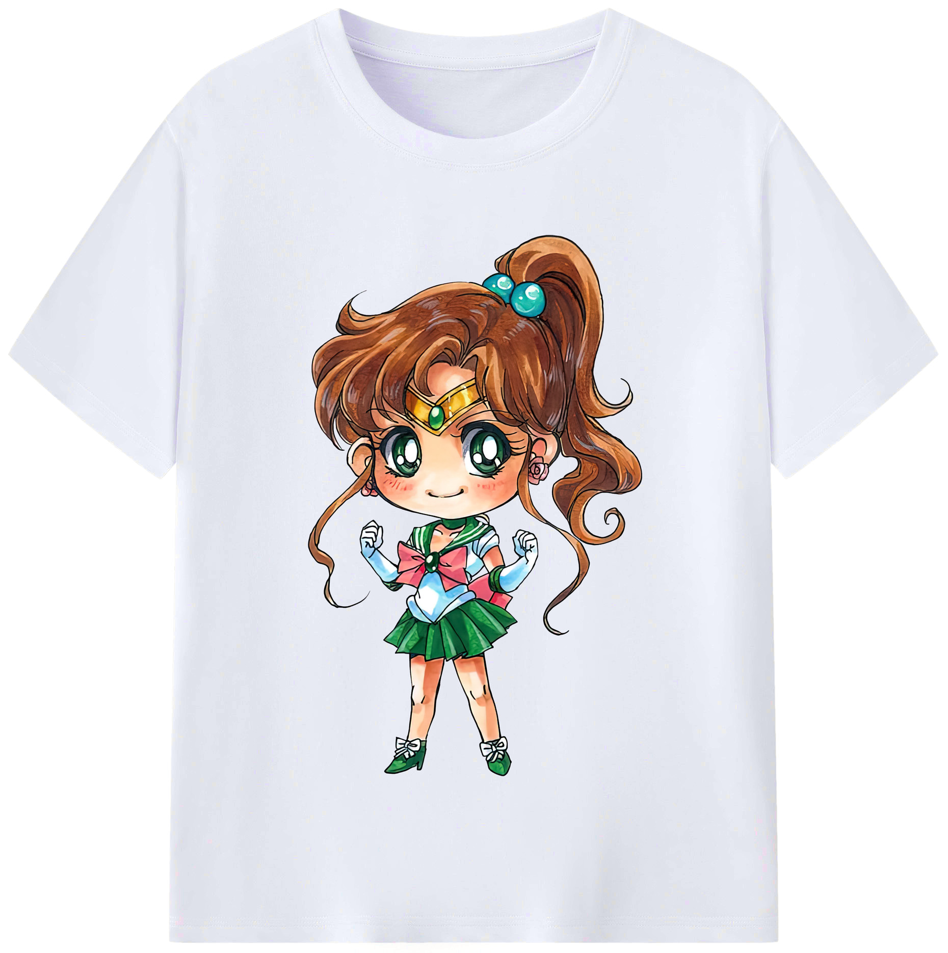 （画像用） 美少女戦士セーラームーン 木野 まこと きの まこと Sailor Moon Kino Makoto （セーラージュピター；Sailor Jupiter） レディースカジュアルプリントTシャツ（綿100％）