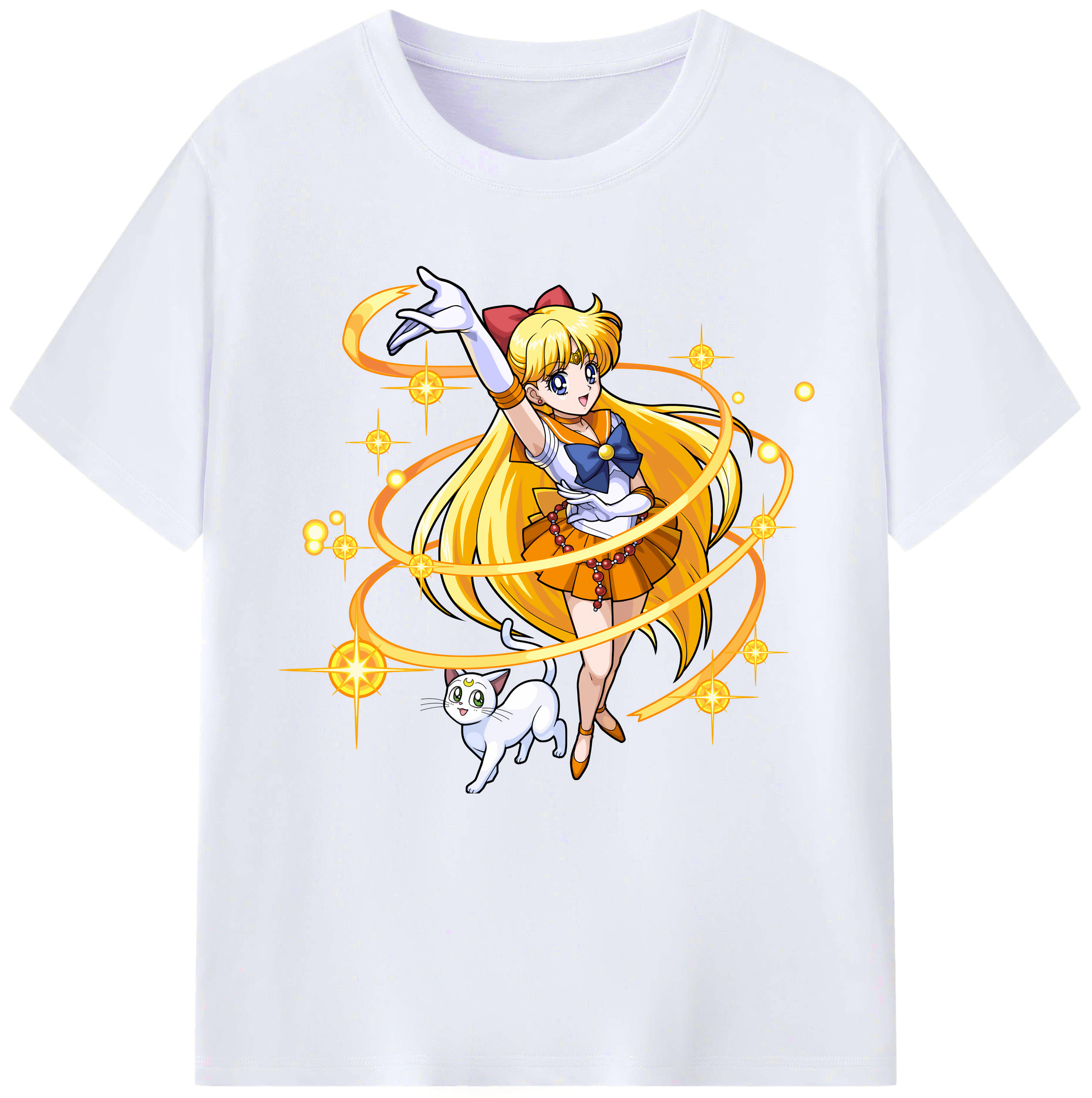 （画像用） 美少女戦士セーラームーン 愛野 美奈子 あいの みなこ Sailor Moon Aino Minako レディースカジュアルプリントTシャツ（綿100％）