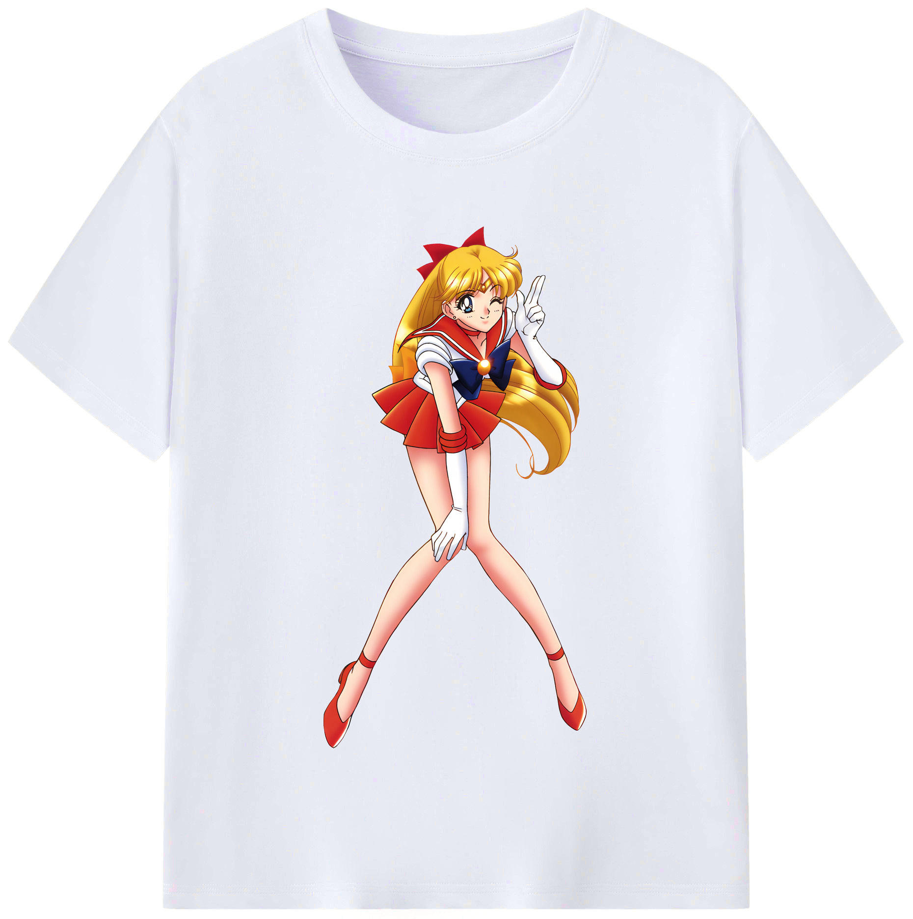 （画像用） 美少女戦士セーラームーン 愛野 美奈子 あいの みなこ Sailor Moon Aino Minako レディースカジュアルプリントTシャツ（綿100％）