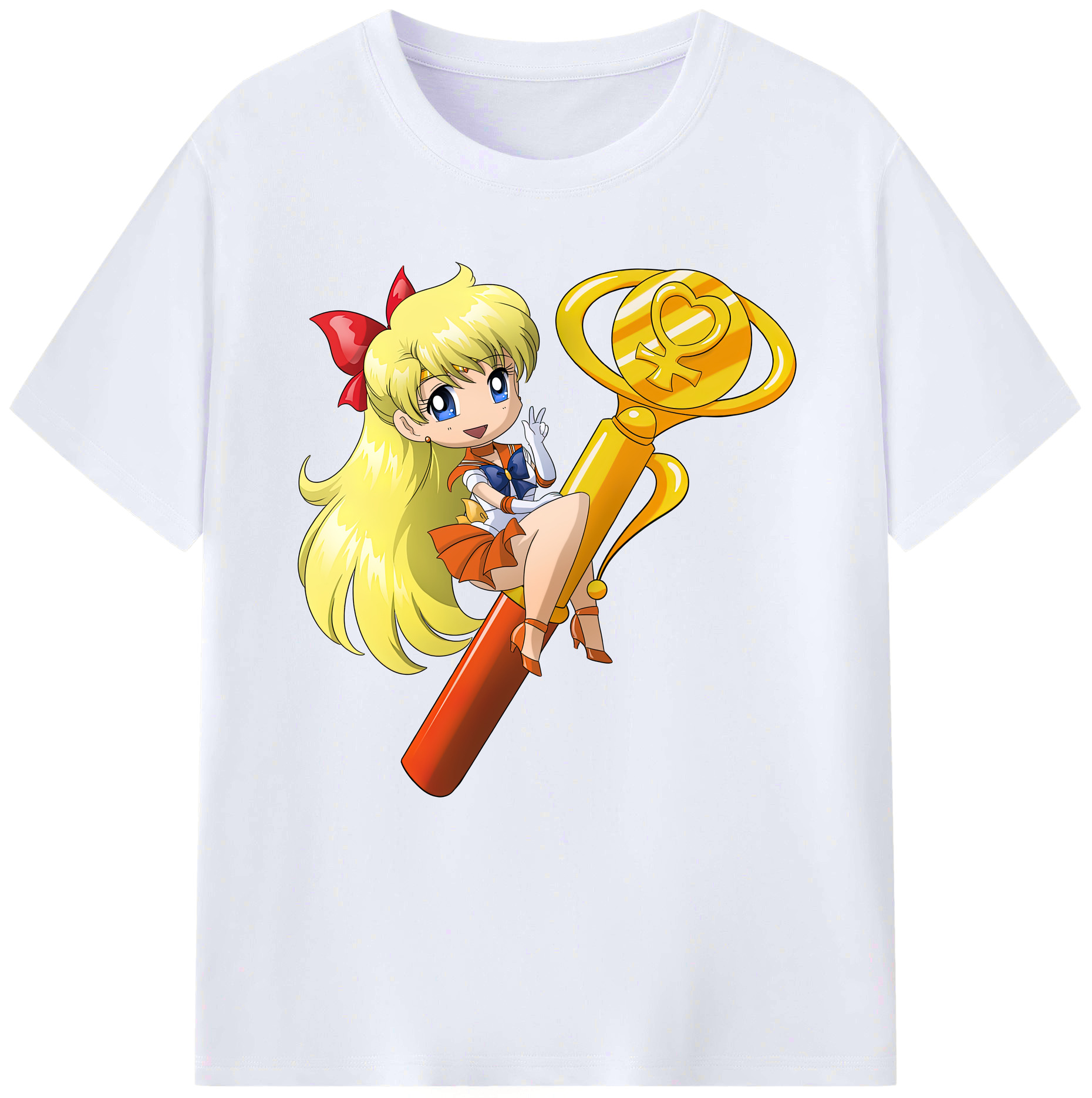 （画像用） 美少女戦士セーラームーン 愛野 美奈子 あいの みなこ Sailor Moon Aino Minako レディースカジュアルプリントTシャツ（綿100％）
