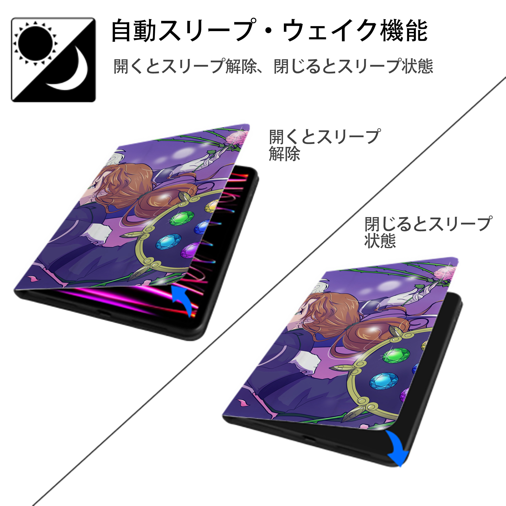 美少女戦士セーラームーン Sailor Moon IPad ケース ブック型 PUレザー TPU 耐衝撃 軽量 薄型 ペン収納なし 全面保護 IPad 各モデル対応