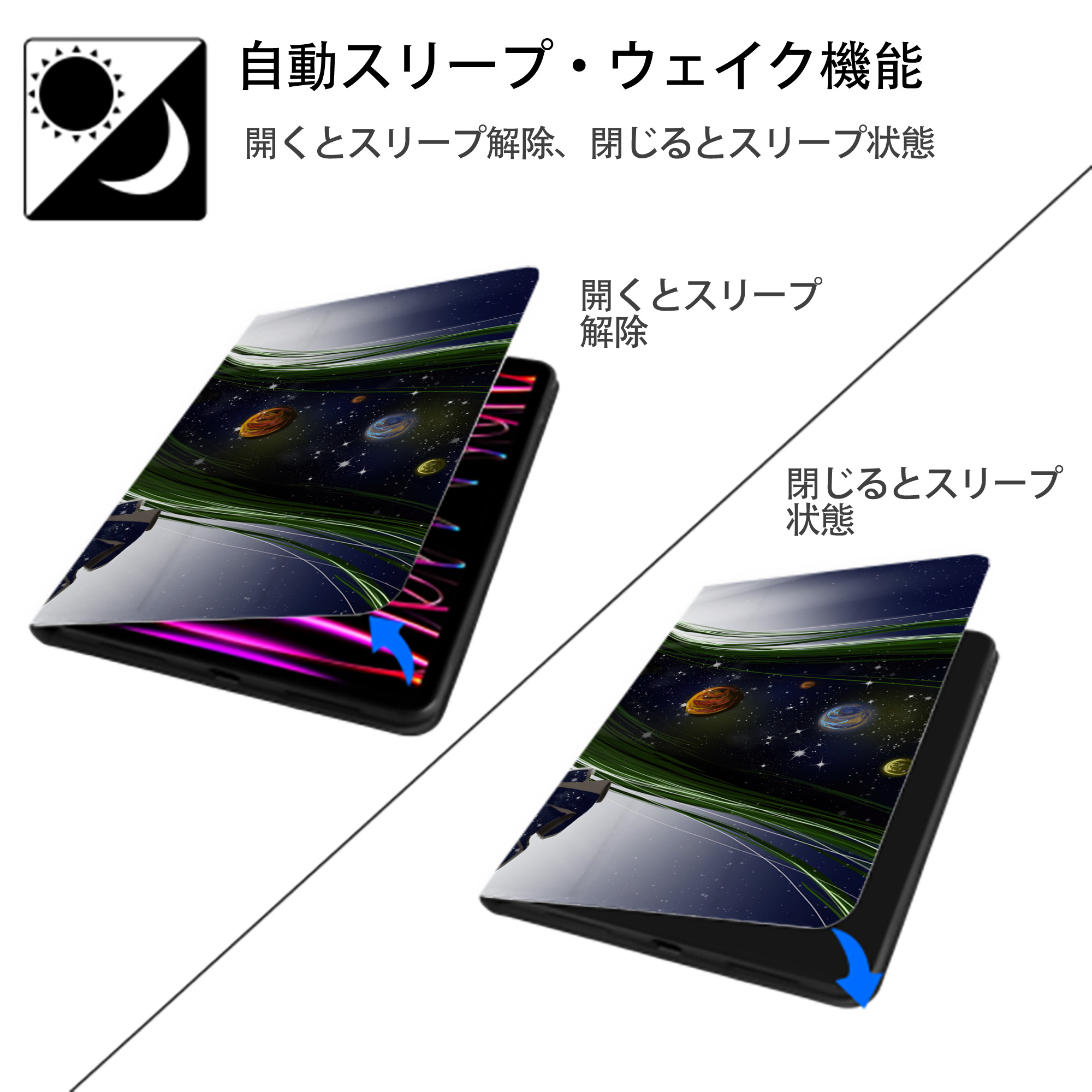 美少女戦士セーラームーン Sailor Moon IPad ケース ブック型 PUレザー TPU 耐衝撃 軽量 薄型 ペン収納なし 全面保護 IPad 各モデル対応