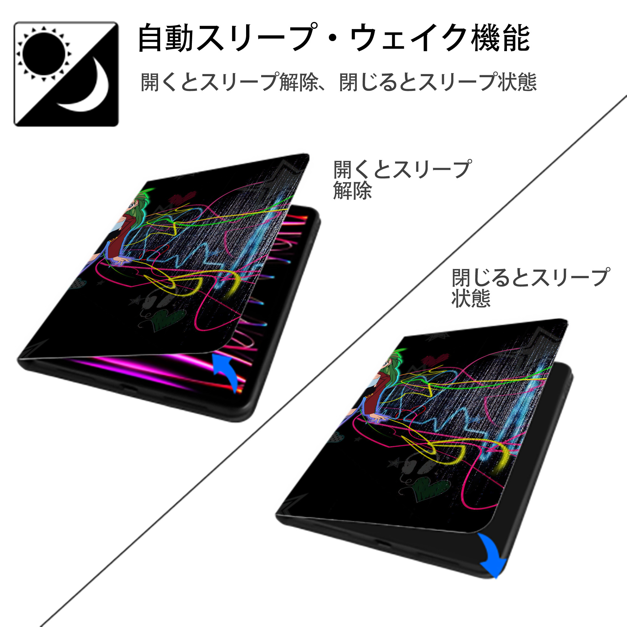 美少女戦士セーラームーン Sailor Moon IPad ケース ブック型 PUレザー TPU 耐衝撃 軽量 薄型 ペン収納なし 全面保護 IPad 各モデル対応