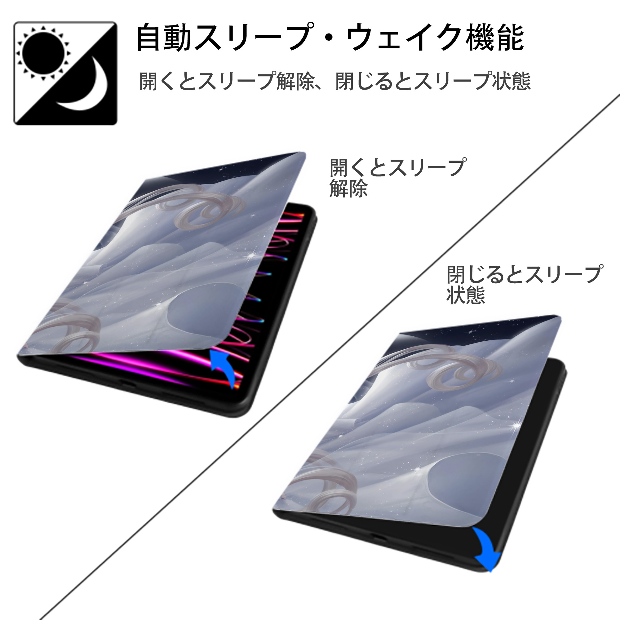 美少女戦士セーラームーン Sailor Moon IPad ケース ブック型 PUレザー TPU 耐衝撃 軽量 薄型 ペン収納なし 全面保護 IPad 各モデル対応