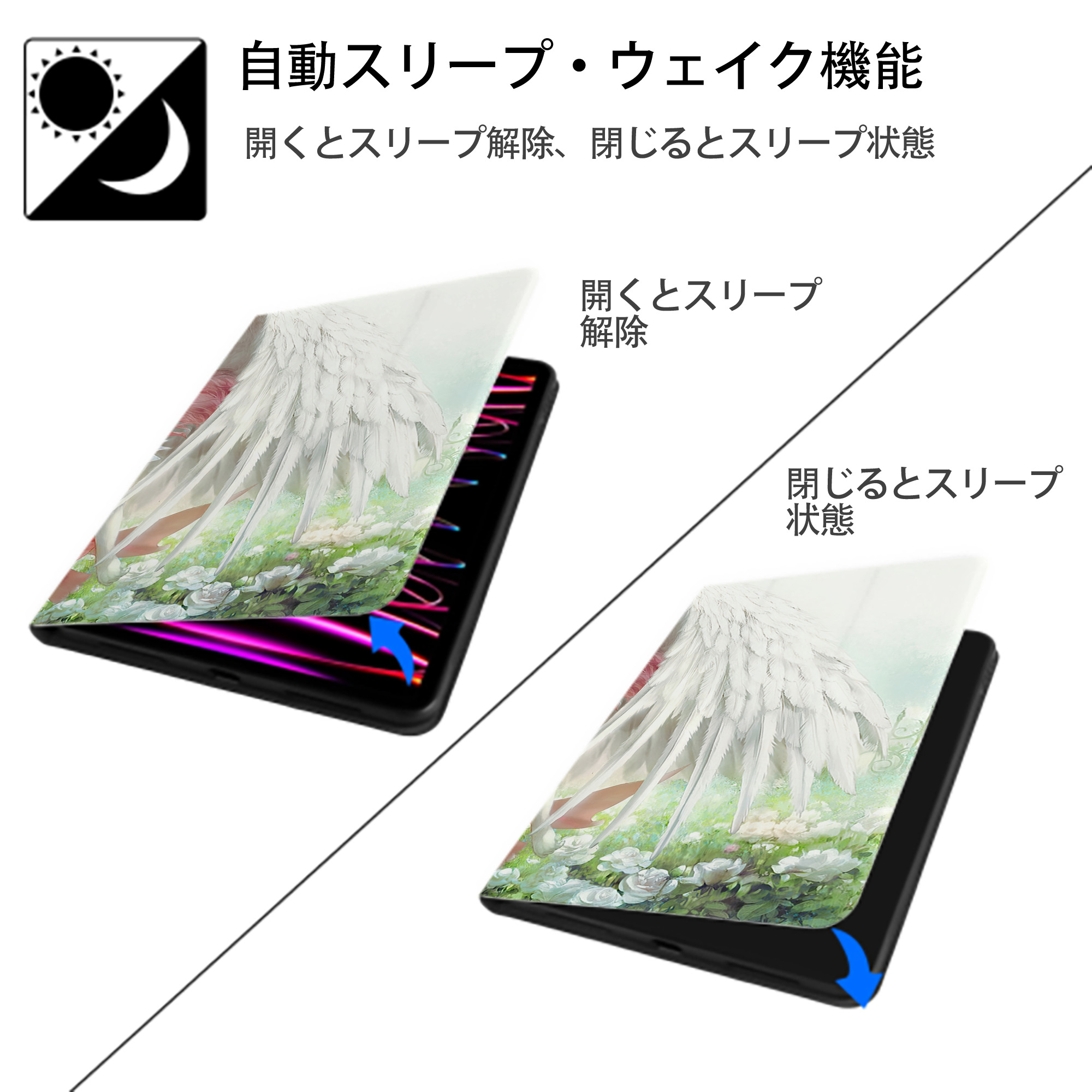 美少女戦士セーラームーン Sailor Moon IPad ケース ブック型 PUレザー TPU 耐衝撃 軽量 薄型 ペン収納なし 全面保護 IPad 各モデル対応
