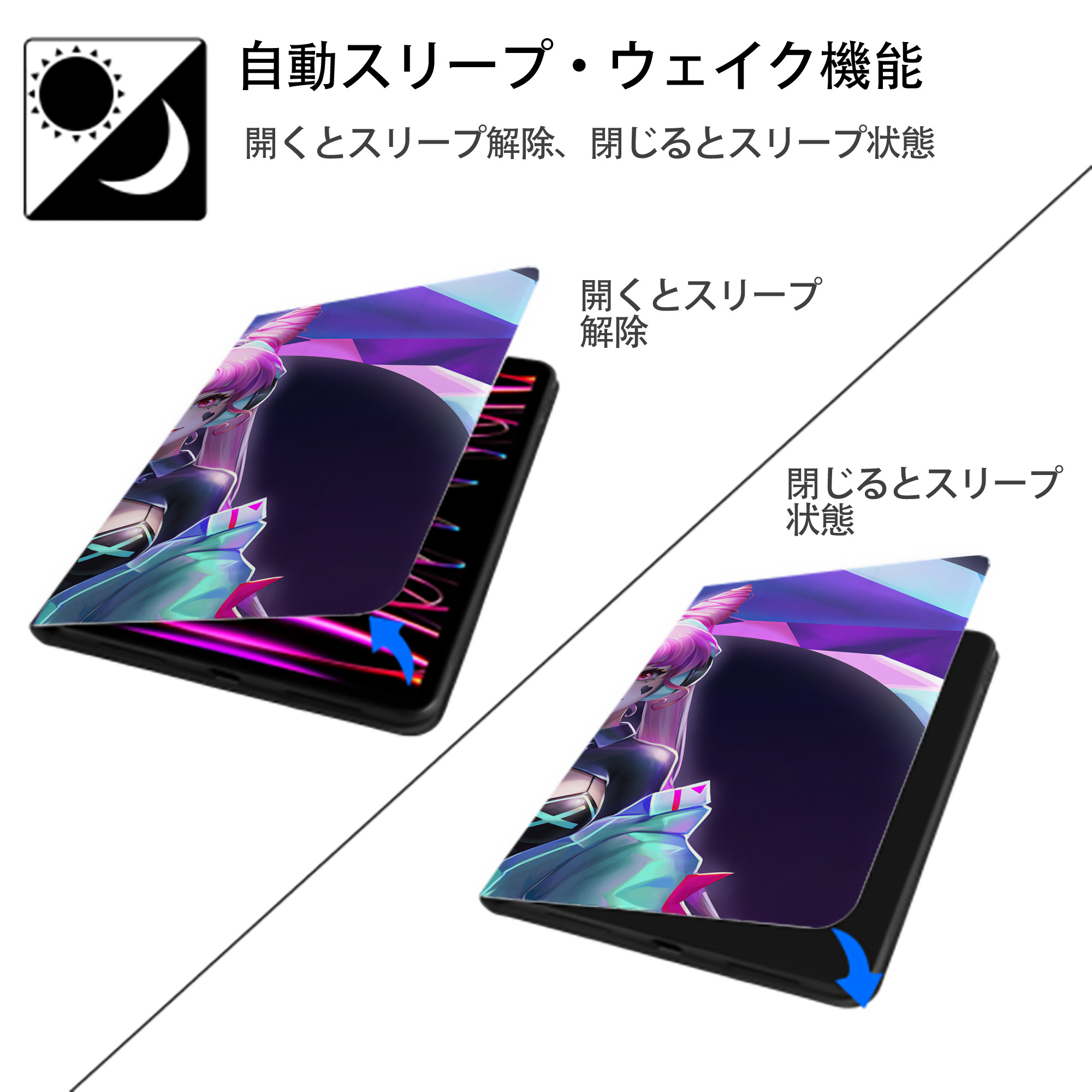 美少女戦士セーラームーン Sailor Moon IPad ケース ブック型 PUレザー TPU 耐衝撃 軽量 薄型 ペン収納なし 全面保護 IPad 各モデル対応
