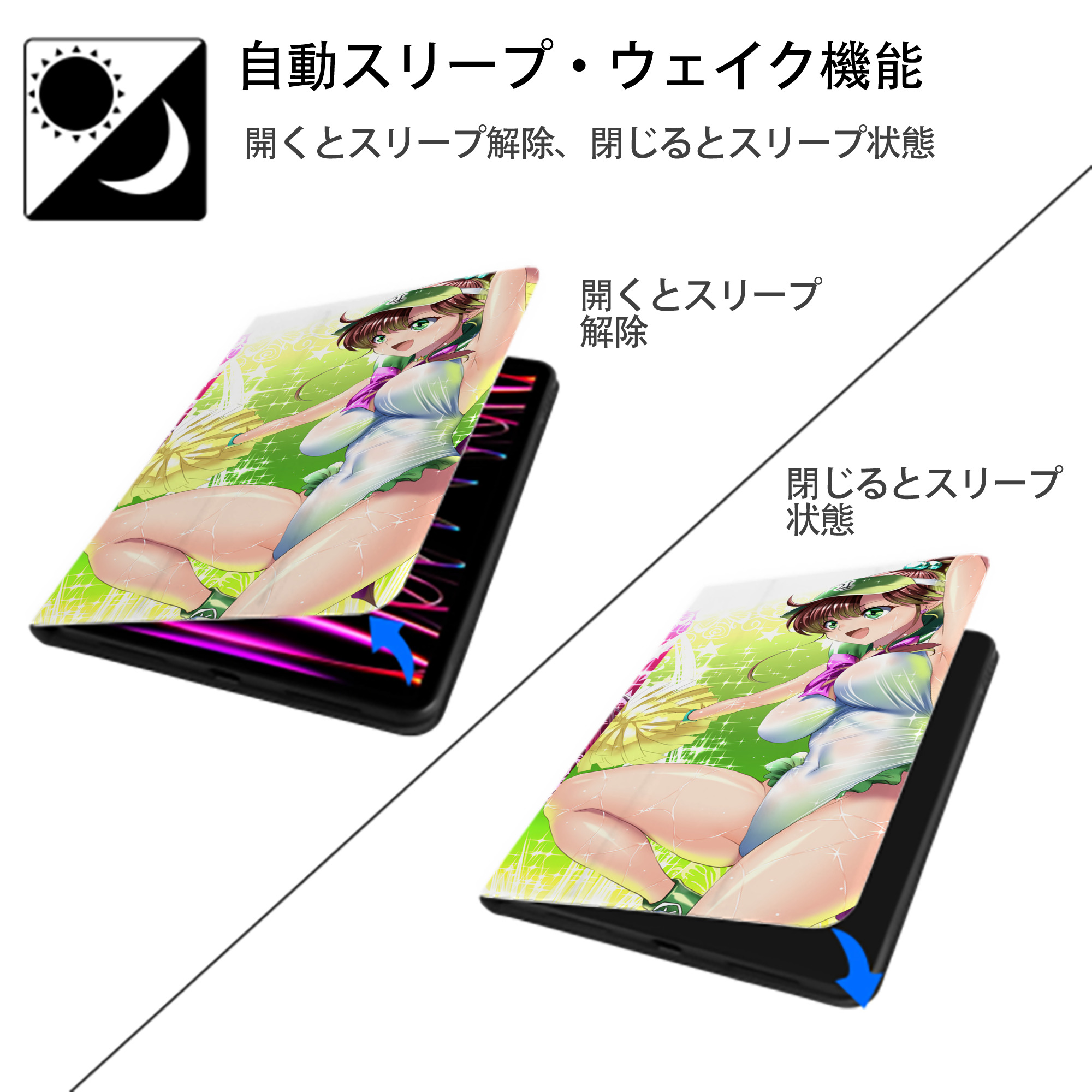 美少女戦士セーラームーン Sailor Moon IPad ケース ブック型 PUレザー TPU 耐衝撃 軽量 薄型 ペン収納なし 全面保護 IPad 各モデル対応