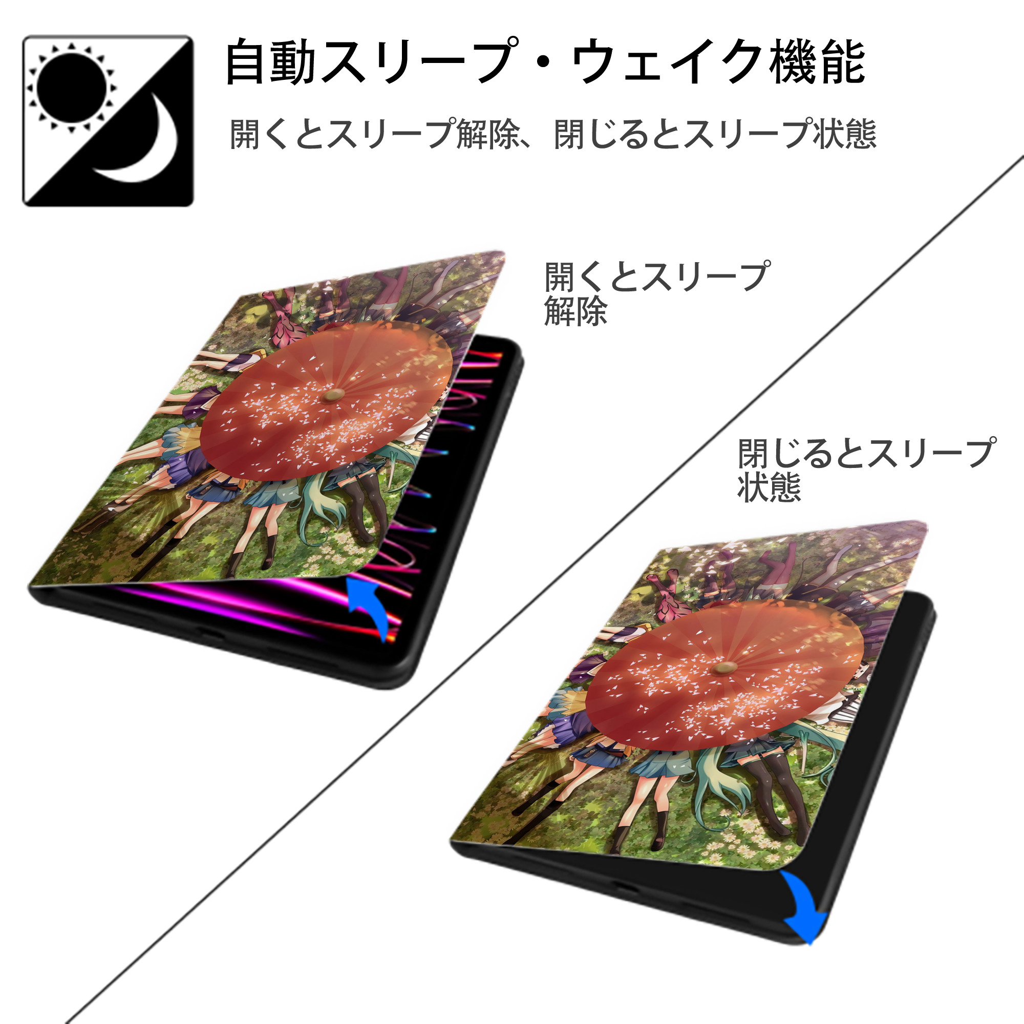 美少女戦士セーラームーン Sailor Moon IPadケース ペンホルダー付き ブックスタイルデザイン
