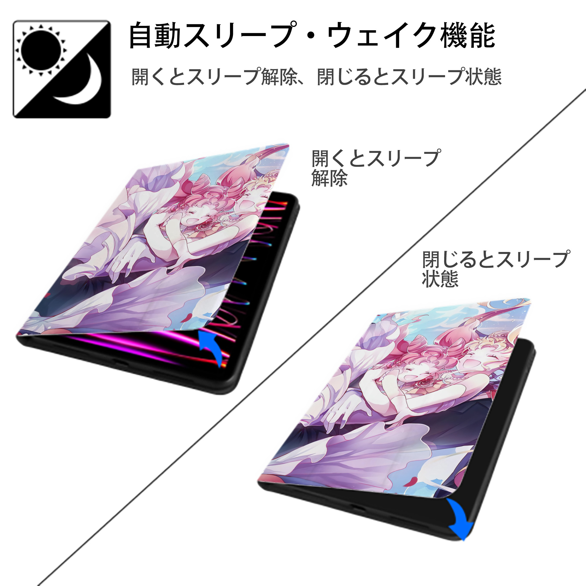美少女戦士セーラームーン Sailor Moon IPadケース ペンホルダー付き ブックスタイルデザイン
