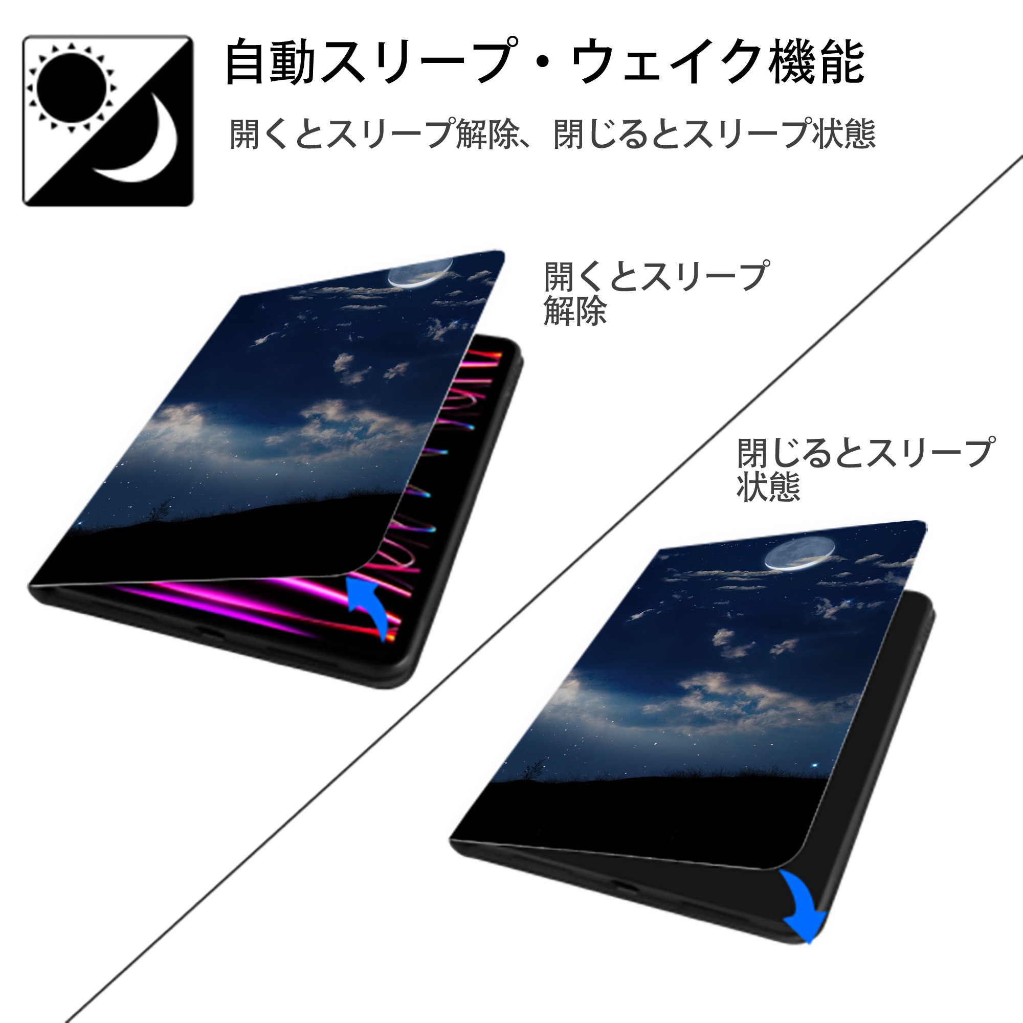 美少女戦士セーラームーン Sailor Moon IPadケース ペンホルダー付き ブックスタイルデザイン