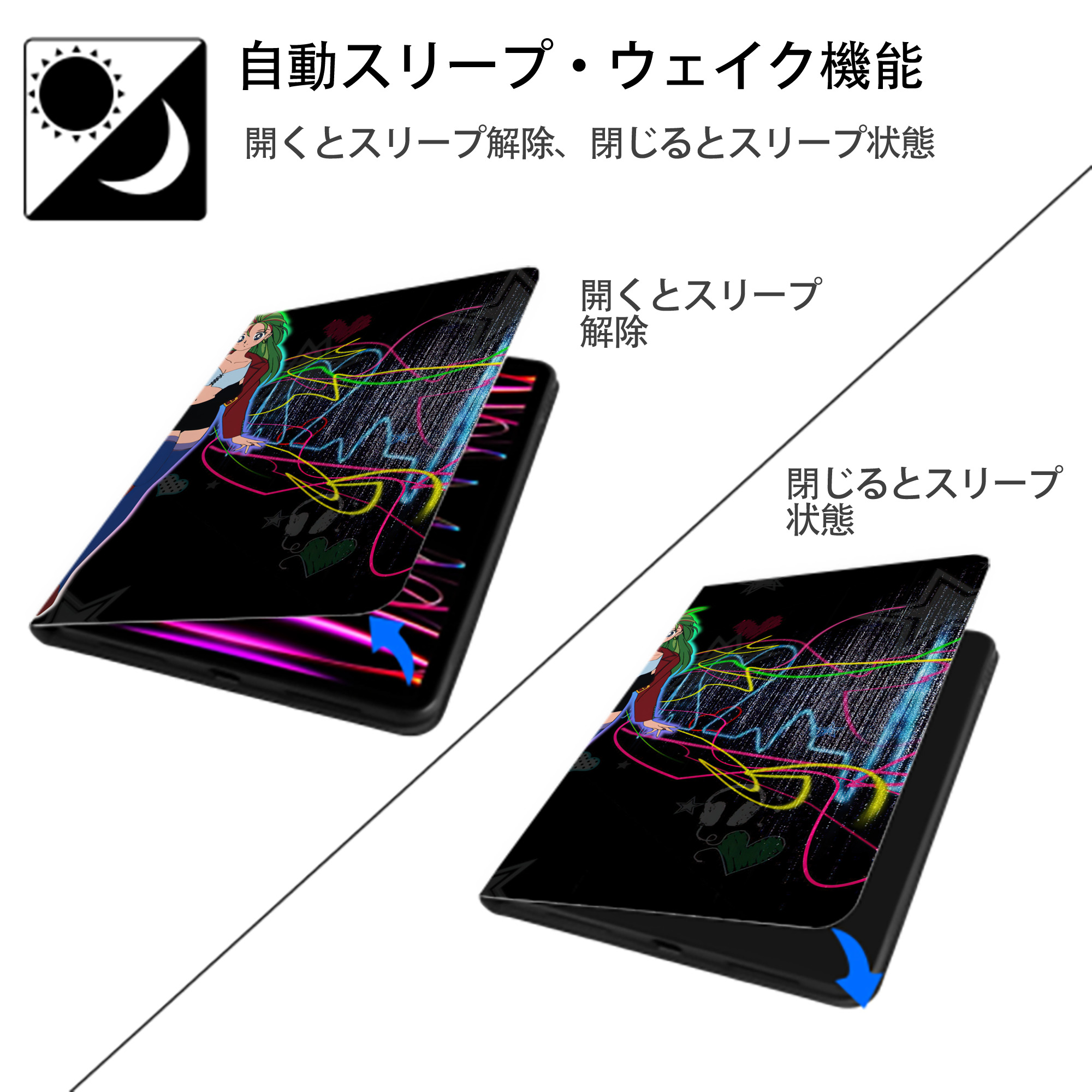 美少女戦士セーラームーン Sailor Moon IPadケース ペンホルダー付き ブックスタイルデザイン