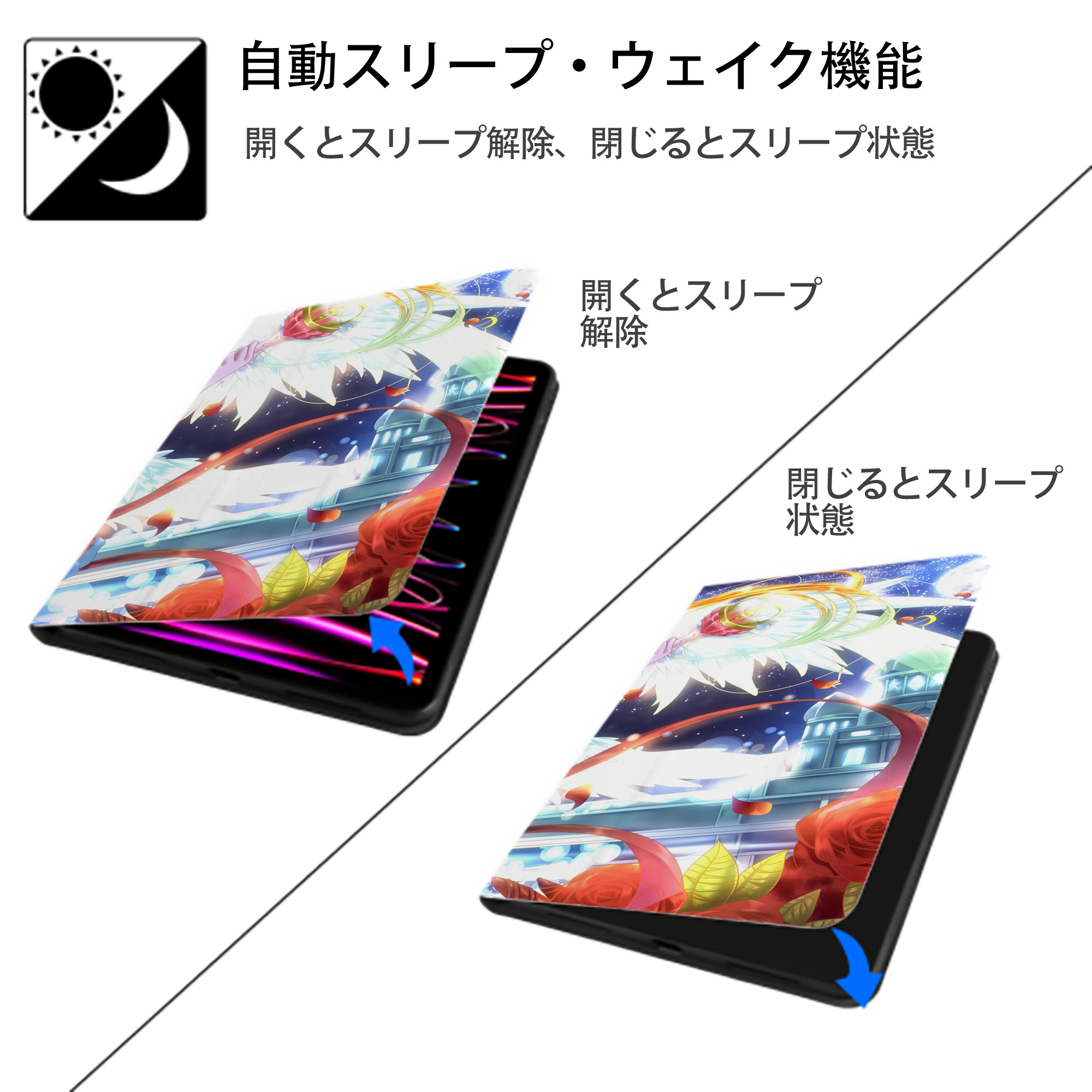 美少女戦士セーラームーン Sailor Moon IPadケース ペンホルダー付き ブックスタイルデザイン