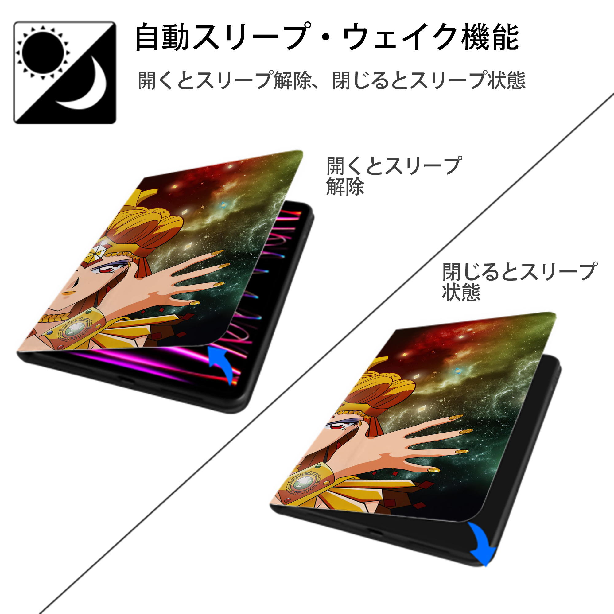 美少女戦士セーラームーン Sailor Moon IPadケース ペンホルダー付き ブックスタイルデザイン