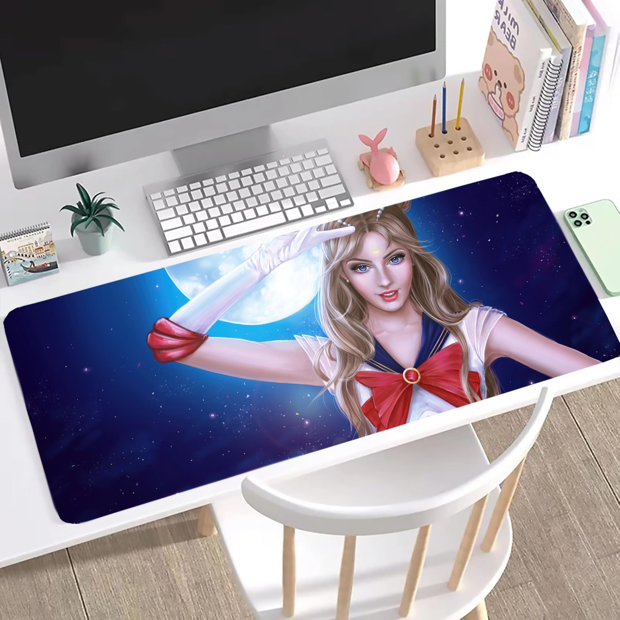 （画像用） 美少女戦士セーラームーン Sailor Moon ステッチ加工 大判デスクマット／滑り止めマウスパッド
