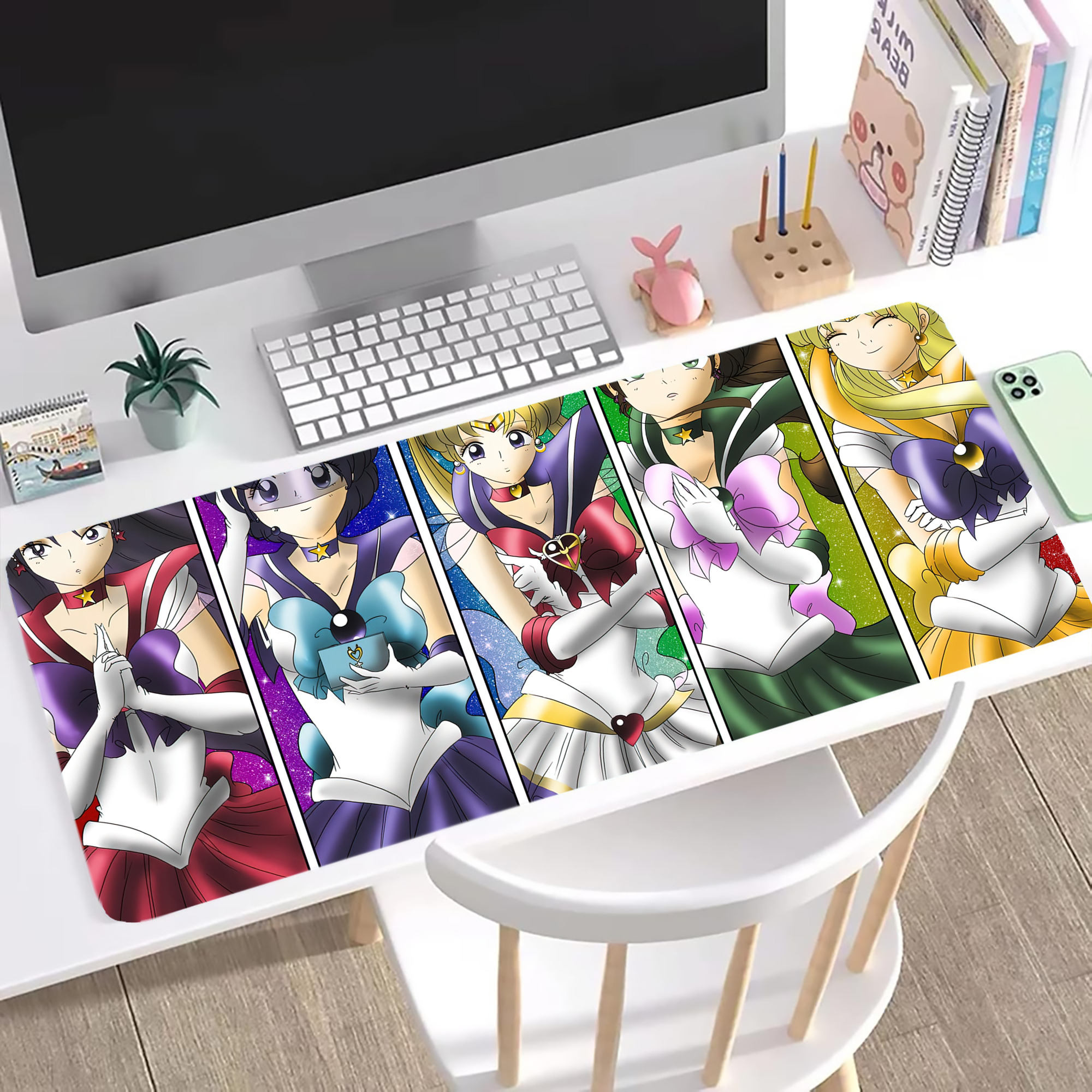 （画像用） 美少女戦士セーラームーン Sailor Moon ステッチ加工 大判デスクマット／滑り止めマウスパッド