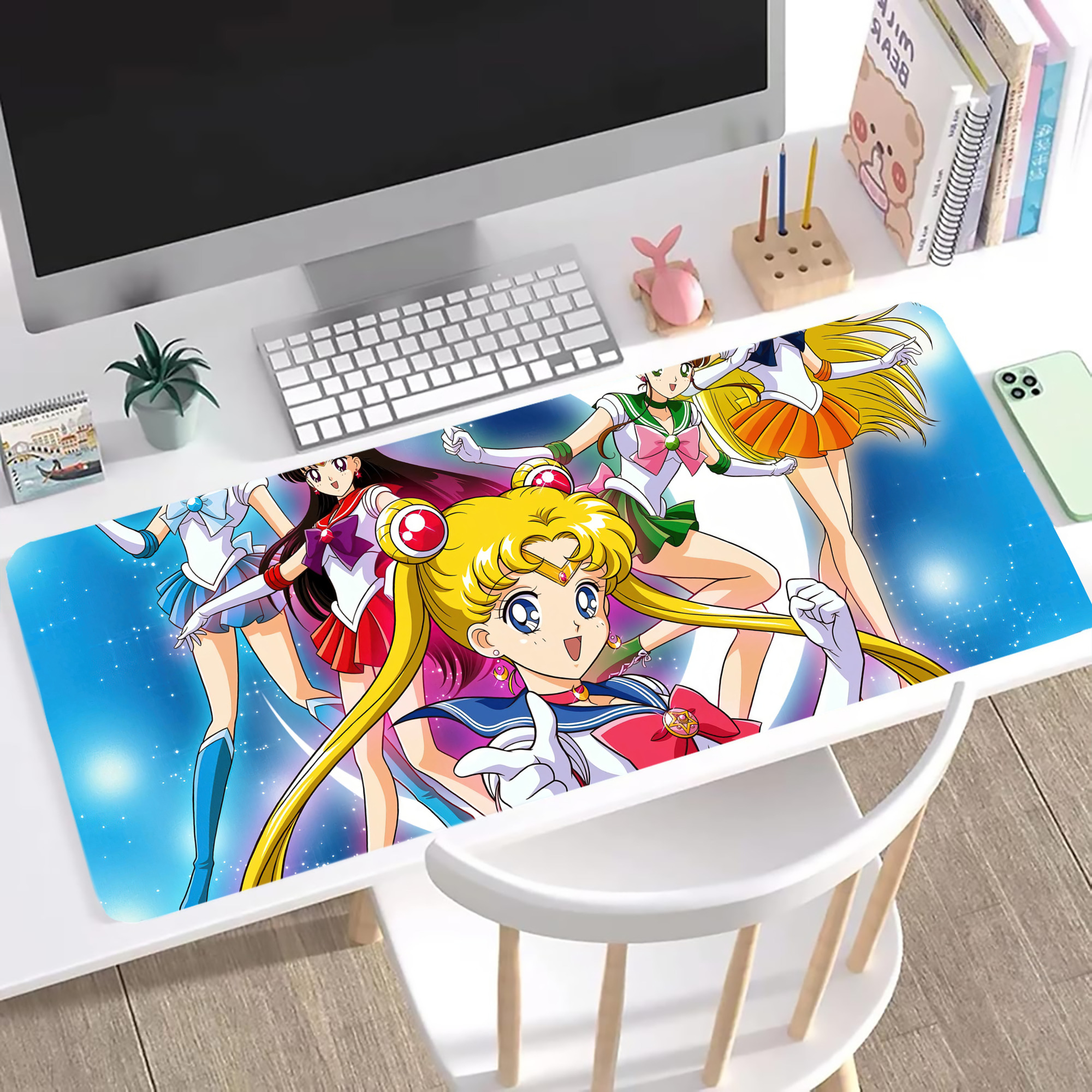 （画像用） 美少女戦士セーラームーン Sailor Moon ステッチ加工 大判デスクマット／滑り止めマウスパッド