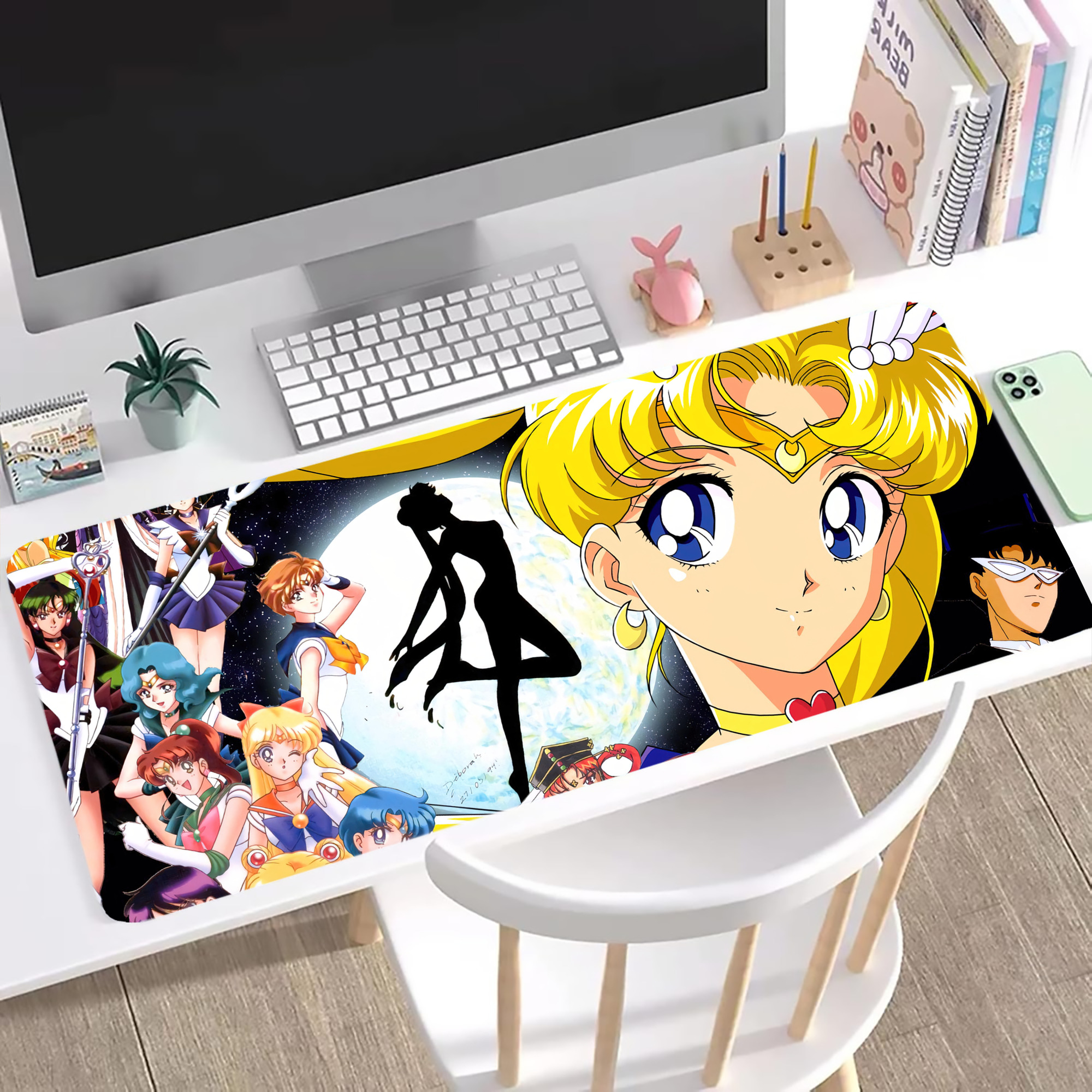 （画像用） 美少女戦士セーラームーン Sailor Moon ステッチ加工 大判デスクマット／滑り止めマウスパッド