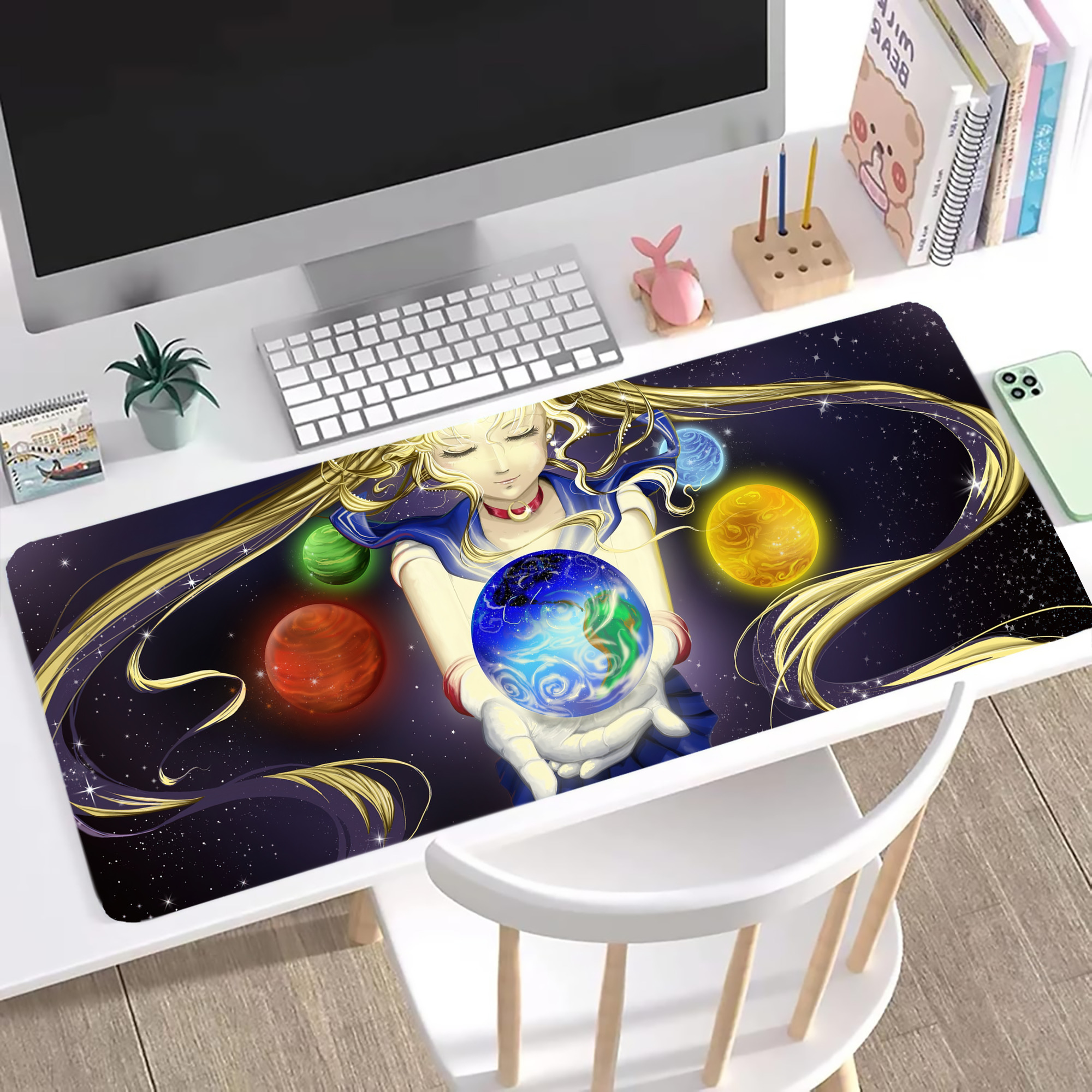 （画像用） 美少女戦士セーラームーン Sailor Moon ステッチ加工 大判デスクマット／滑り止めマウスパッド