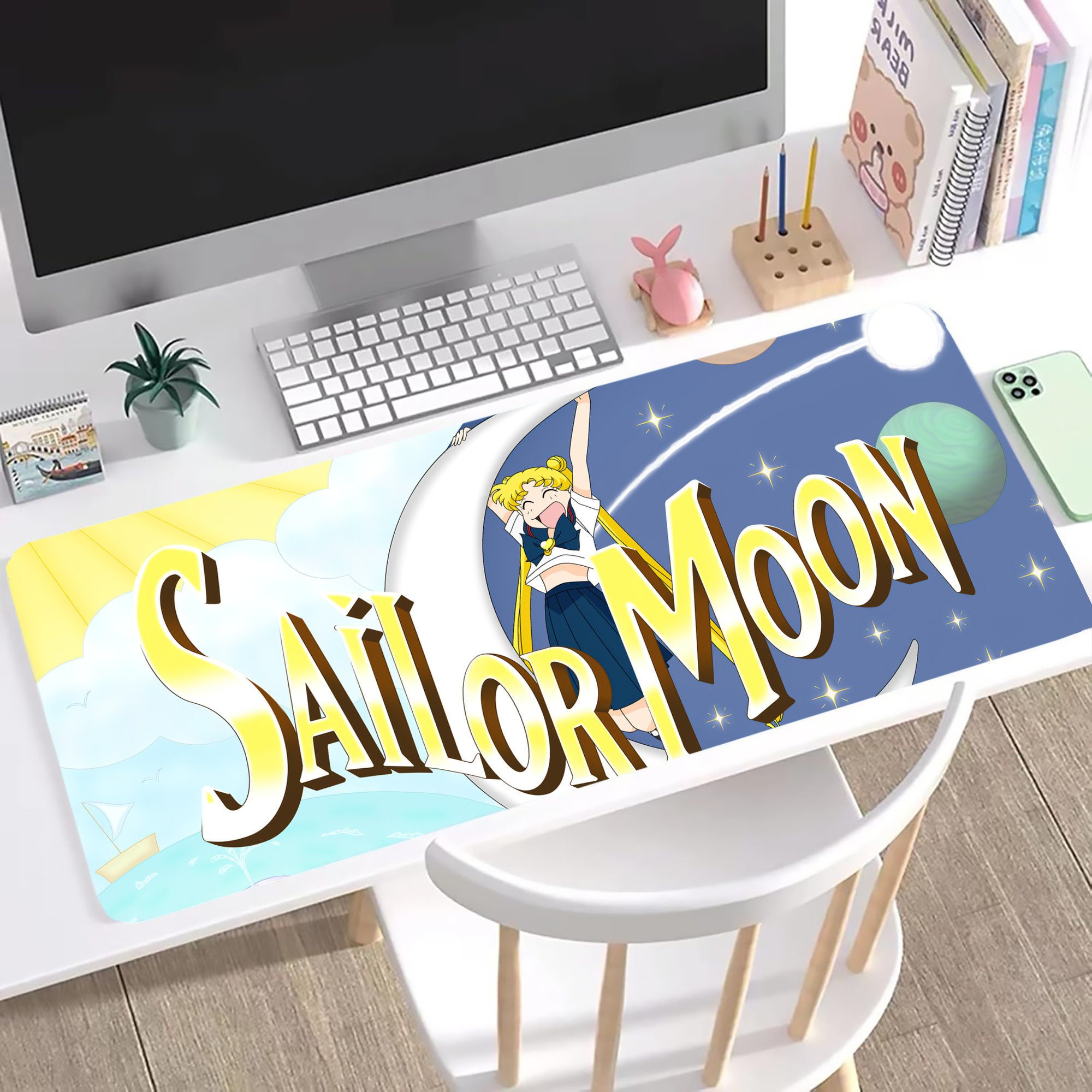 （画像用） 美少女戦士セーラームーン Sailor Moon ステッチ加工 大判デスクマット／滑り止めマウスパッド