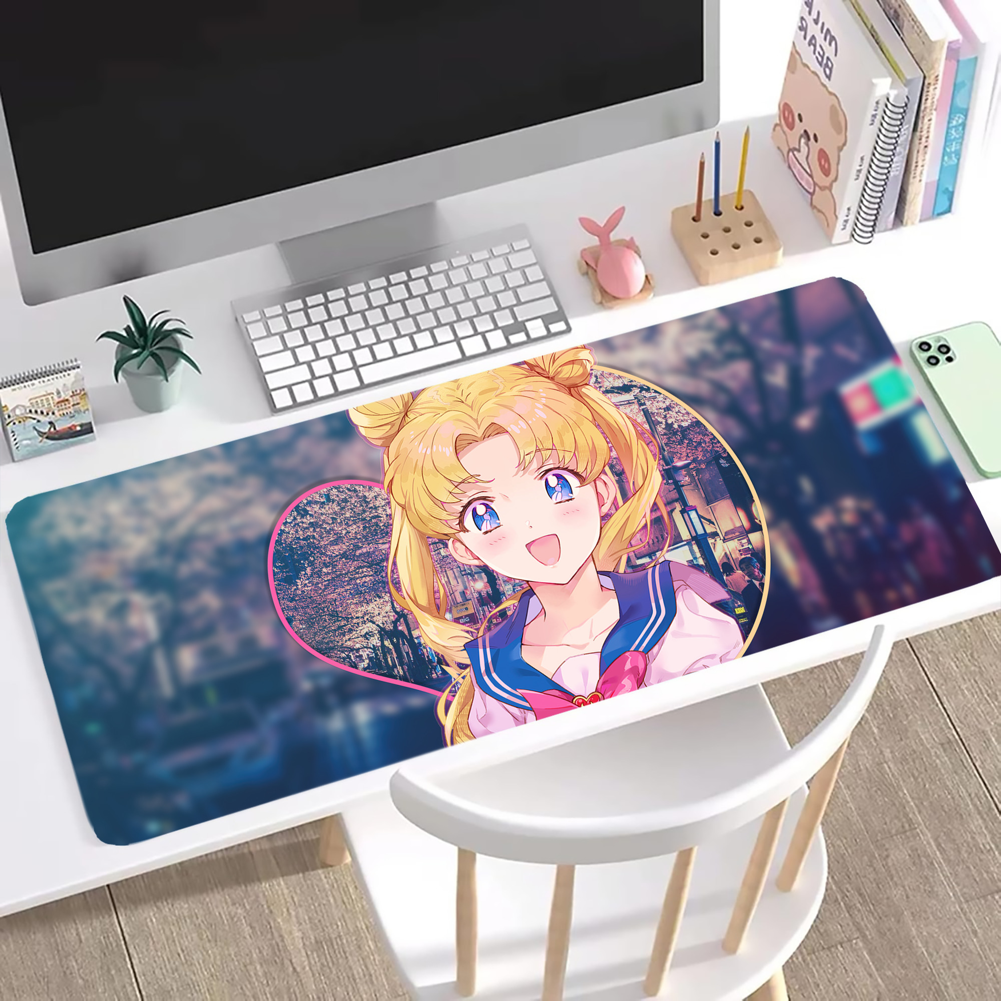 （画像用） 美少女戦士セーラームーン Sailor Moon ステッチ加工 大判デスクマット／滑り止めマウスパッド