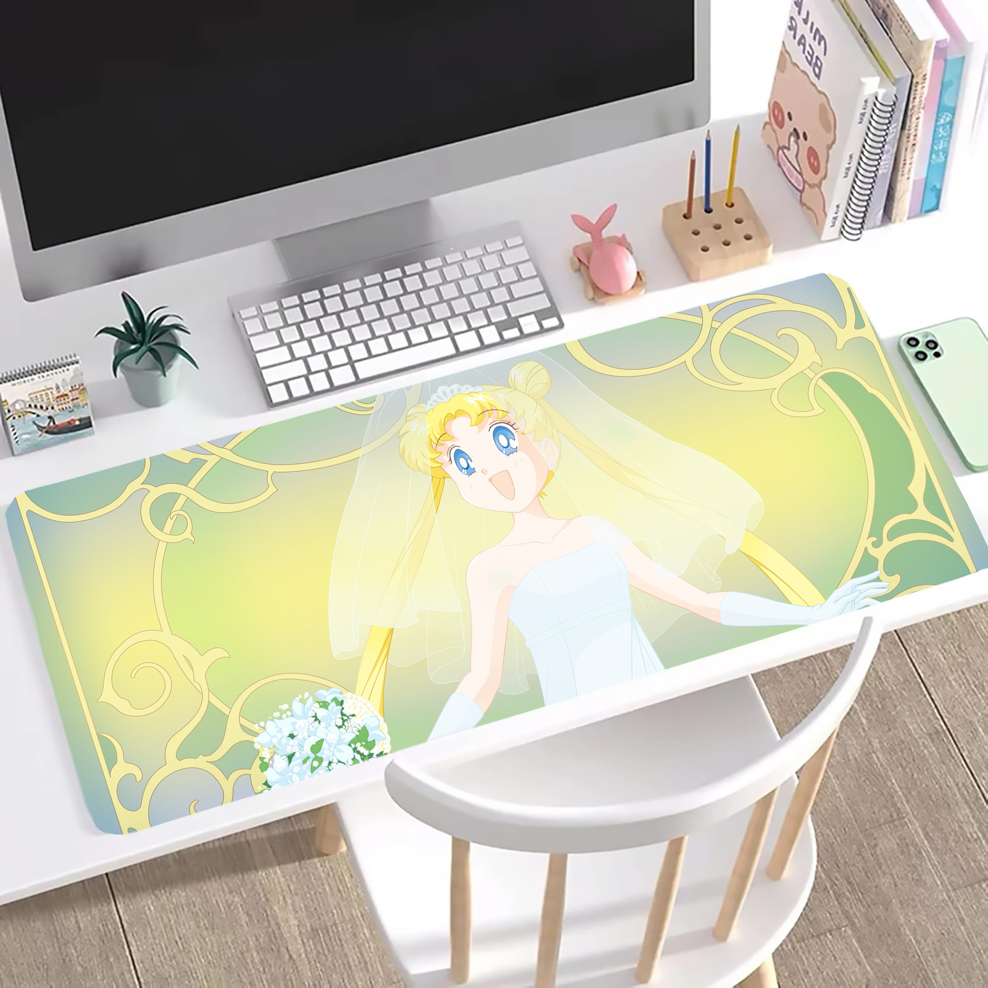 （画像用） 美少女戦士セーラームーン Sailor Moon ステッチ加工 大判デスクマット／滑り止めマウスパッド