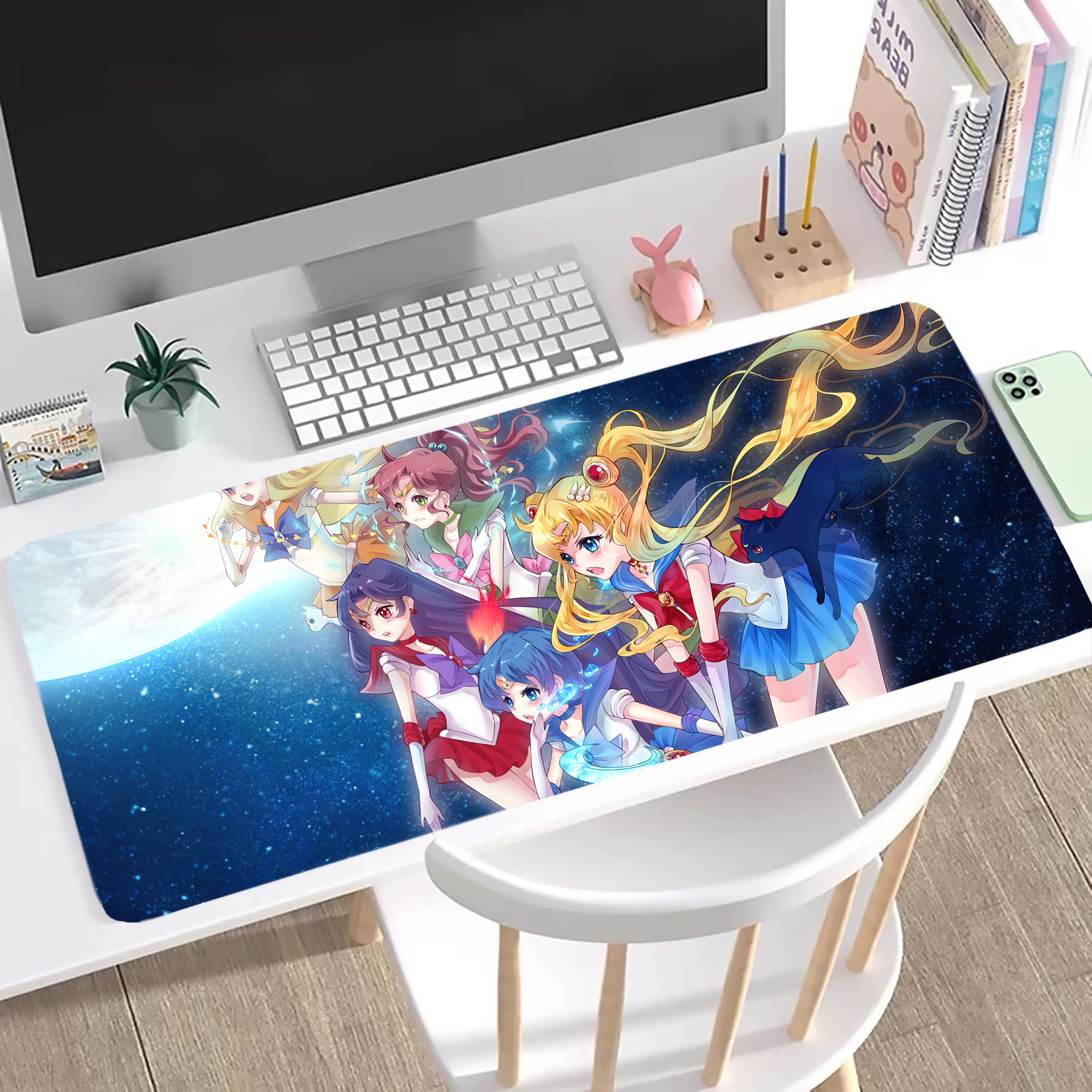 （画像用） 美少女戦士セーラームーン Sailor Moon ステッチ加工 大判デスクマット／滑り止めマウスパッド