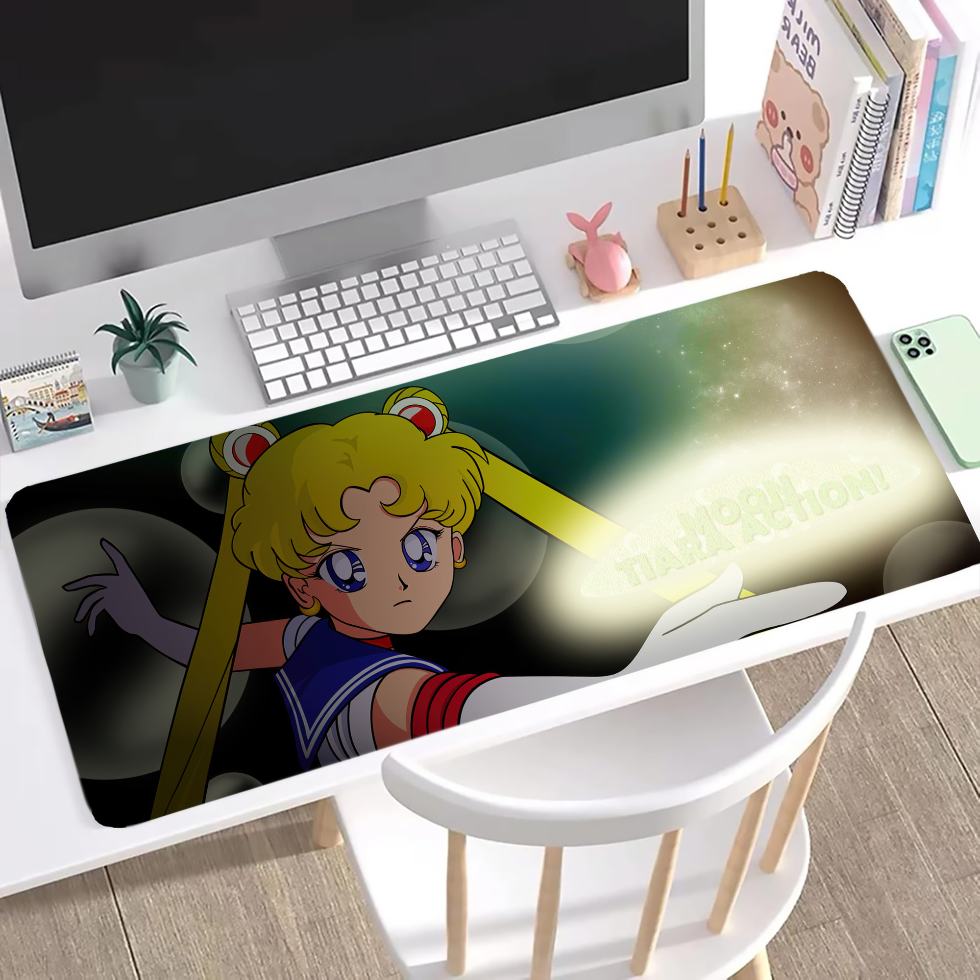 （画像用） 美少女戦士セーラームーン Sailor Moon ステッチ加工 大判デスクマット／滑り止めマウスパッド