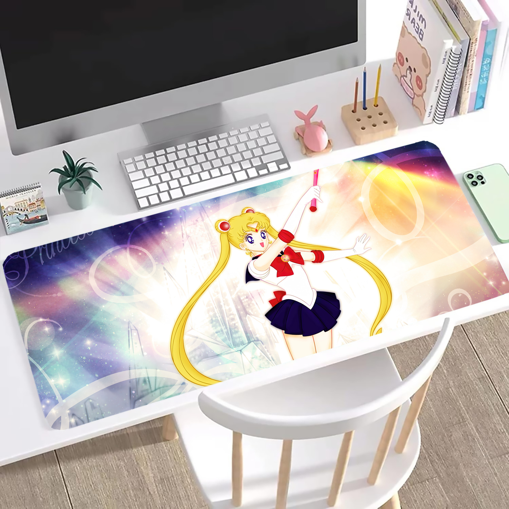 （画像用） 美少女戦士セーラームーン Sailor Moon ステッチ加工 大判デスクマット／滑り止めマウスパッド