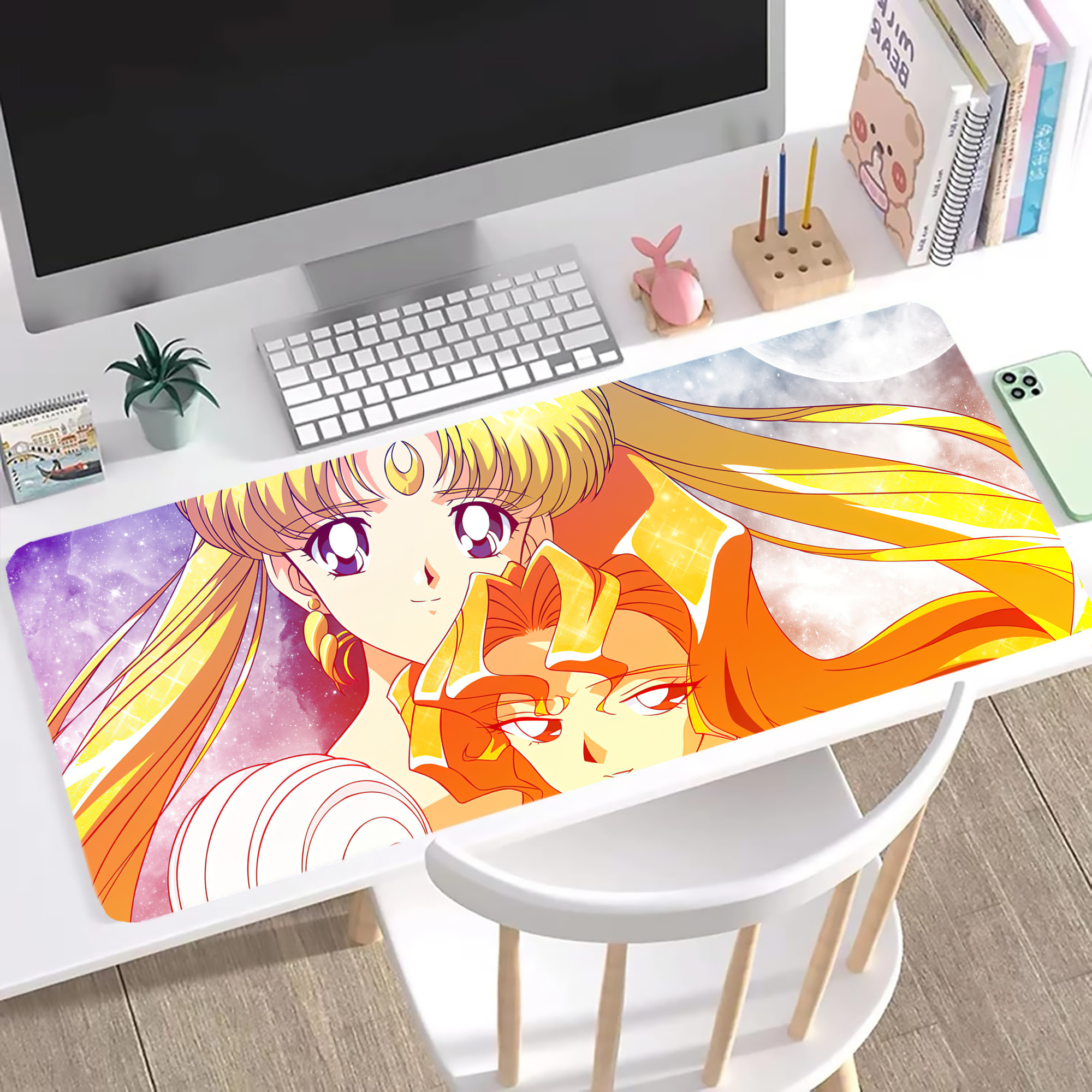 （画像用） 美少女戦士セーラームーン Sailor Moon ステッチ加工 大判デスクマット／滑り止めマウスパッド