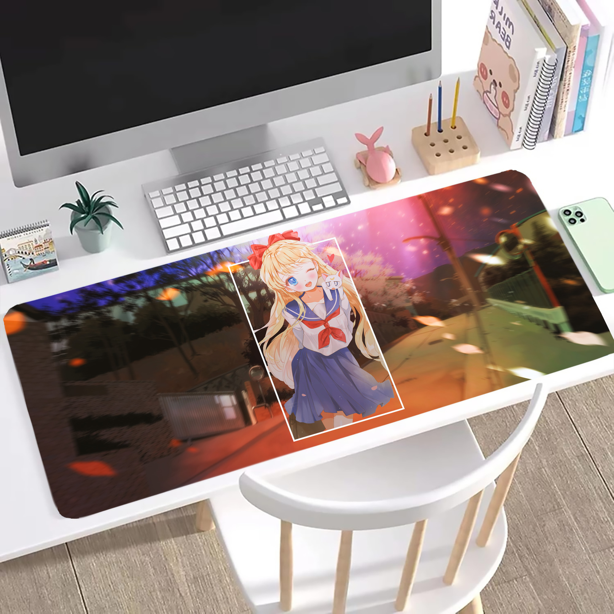 （画像用） 美少女戦士セーラームーン Sailor Moon ステッチ加工 大判デスクマット／滑り止めマウスパッド