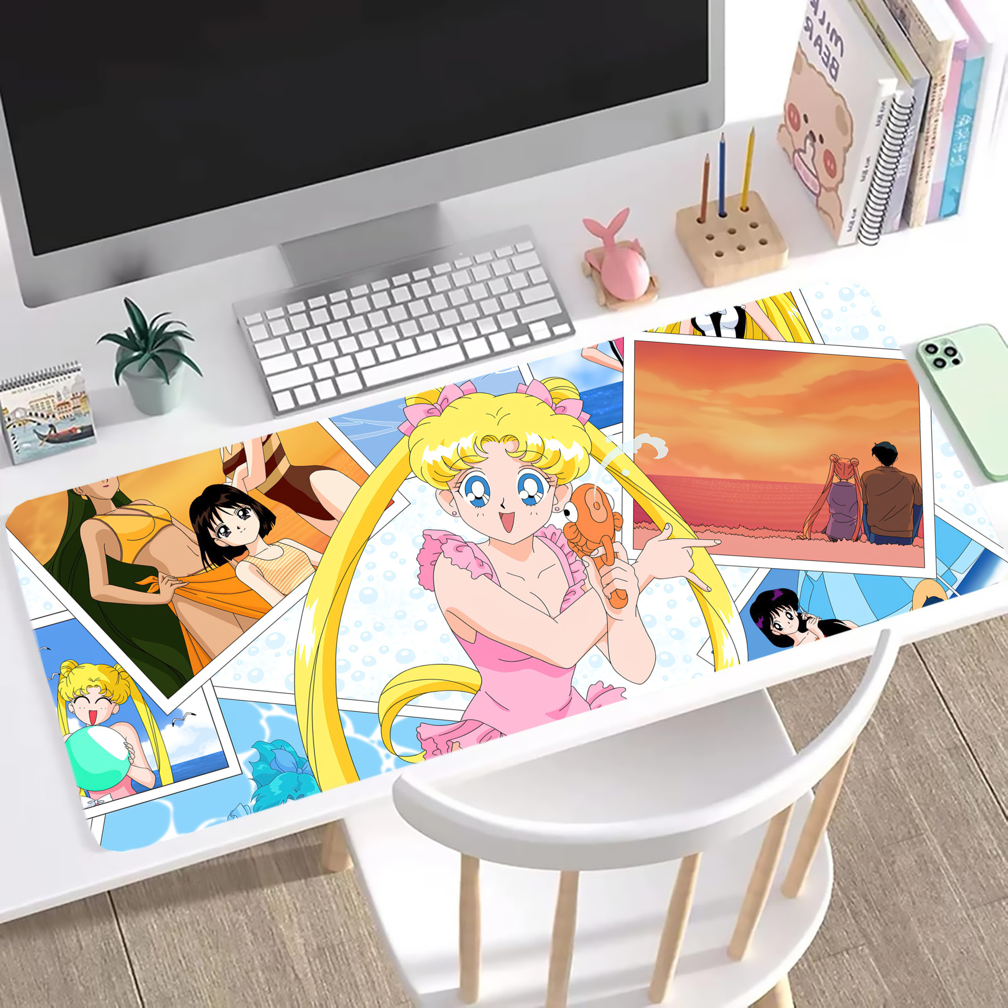 （画像用） 美少女戦士セーラームーン Sailor Moon ステッチ加工 大判デスクマット／滑り止めマウスパッド