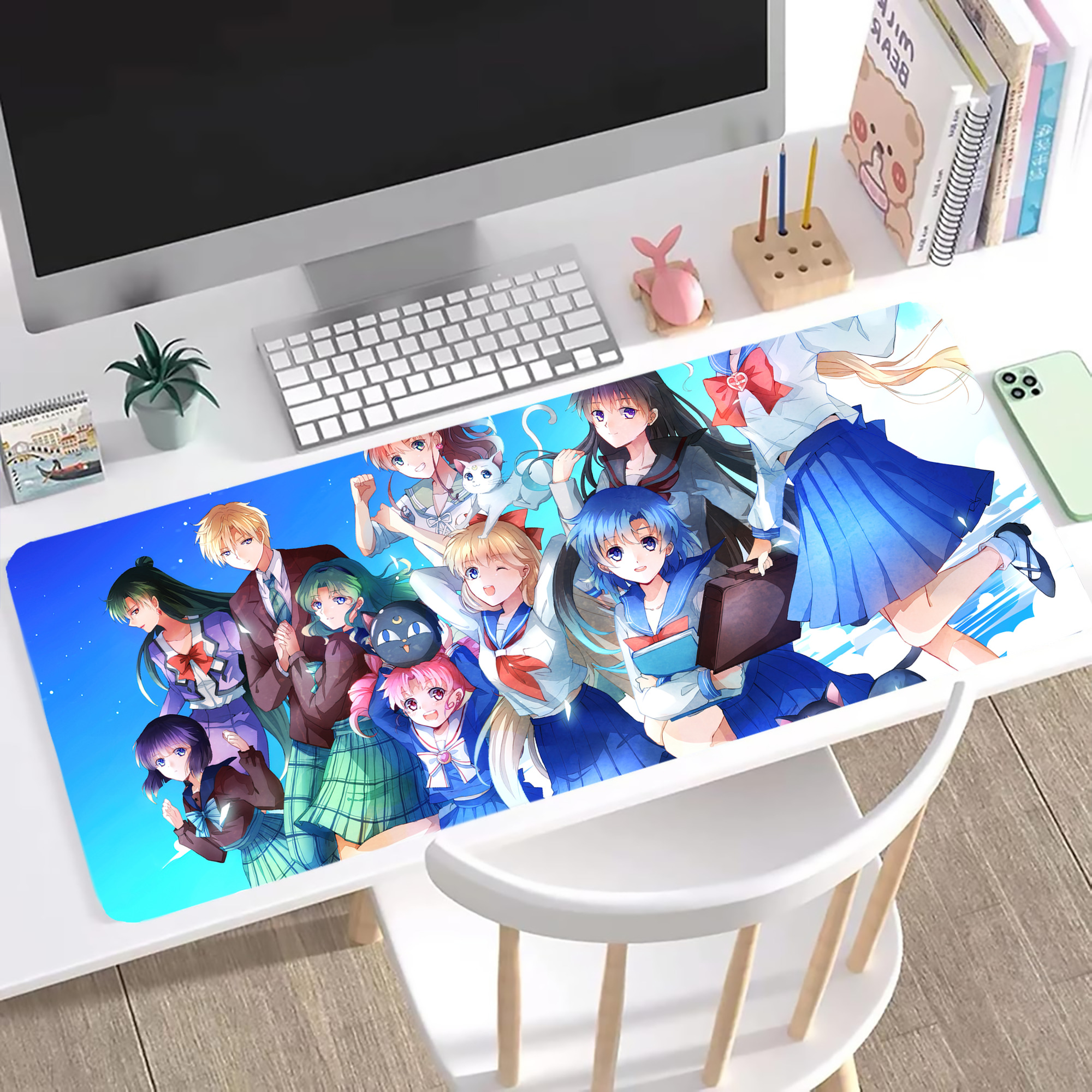 （画像用） 美少女戦士セーラームーン Sailor Moon ステッチ加工 大判デスクマット／滑り止めマウスパッド