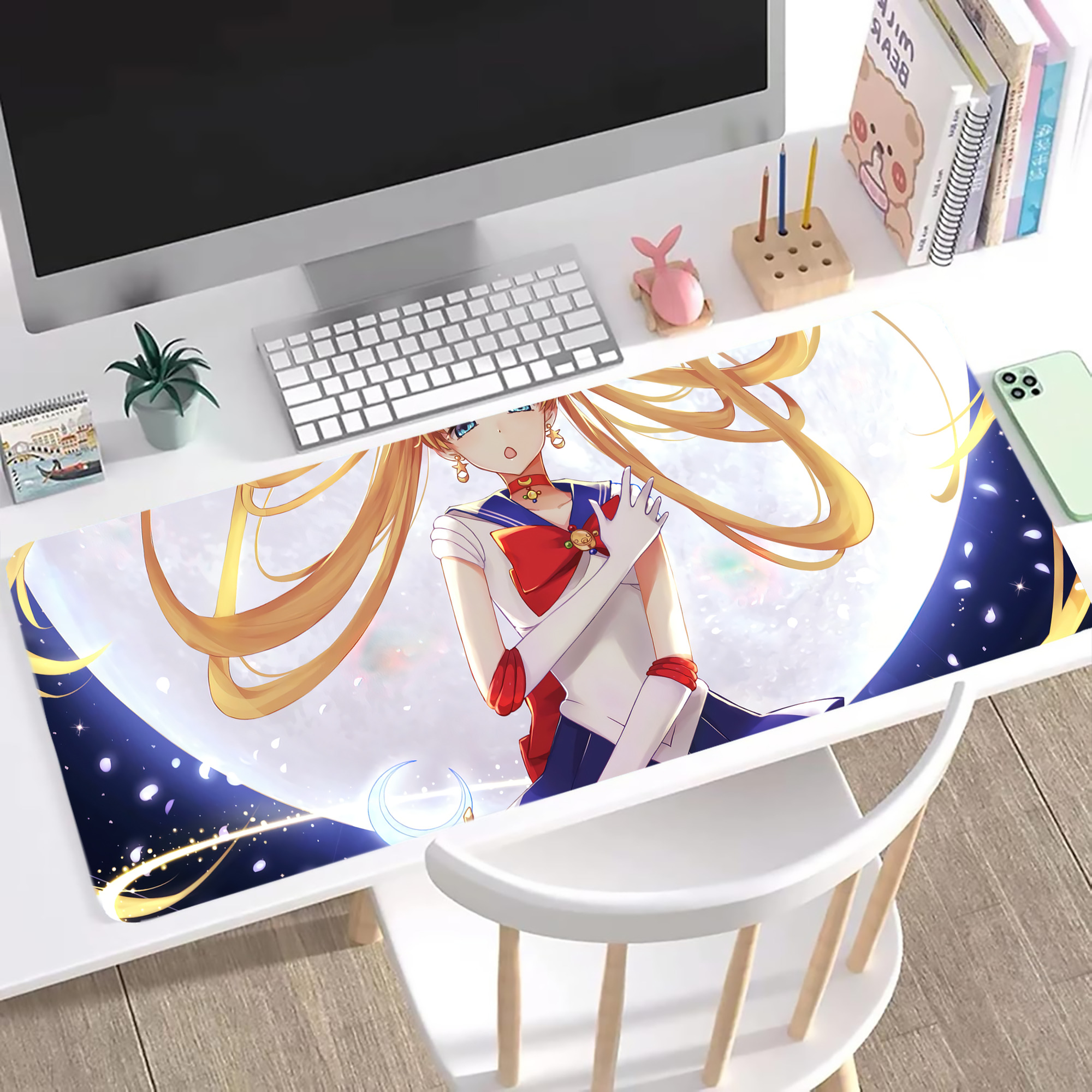 （画像用） 美少女戦士セーラームーン Sailor Moon ステッチ加工 大判デスクマット／滑り止めマウスパッド