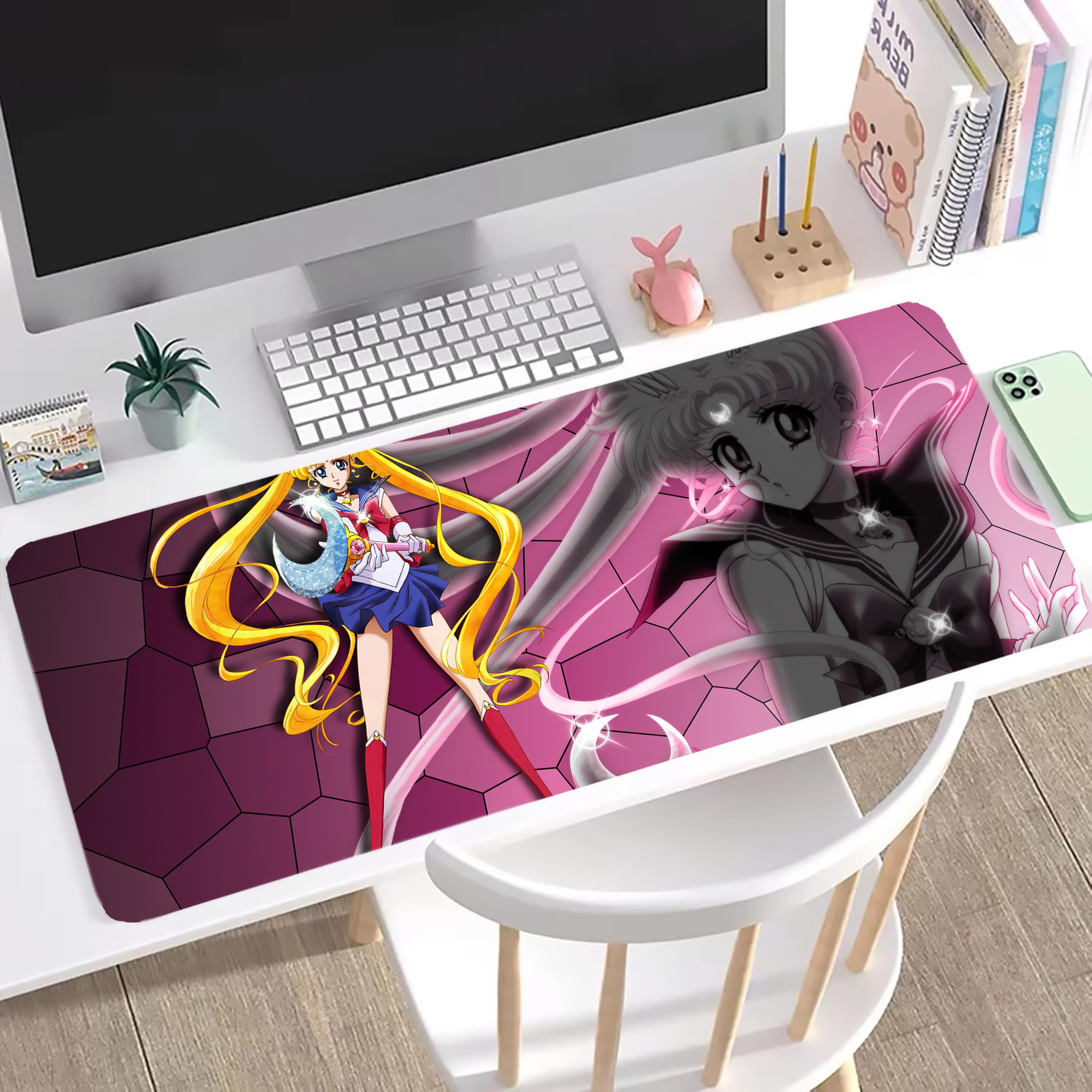 （画像用） 美少女戦士セーラームーン Sailor Moon ステッチ加工 大判デスクマット／滑り止めマウスパッド