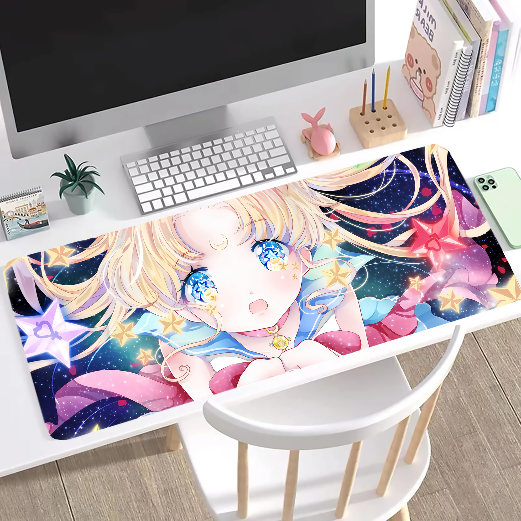 （画像用） 美少女戦士セーラームーン Sailor Moon ステッチ加工 大判デスクマット／滑り止めマウスパッド