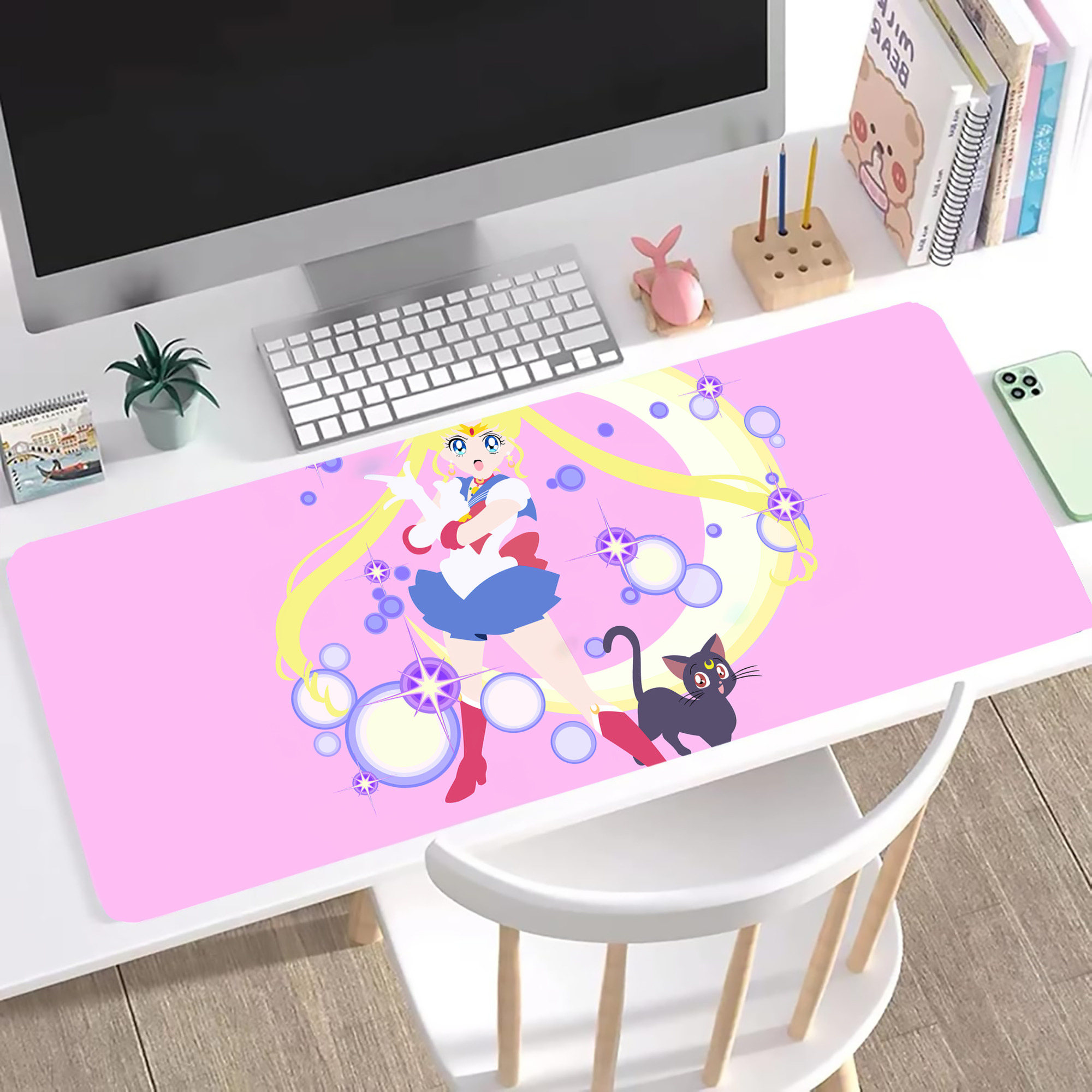 （画像用） 美少女戦士セーラームーン Sailor Moon ステッチ加工 大判デスクマット／滑り止めマウスパッド