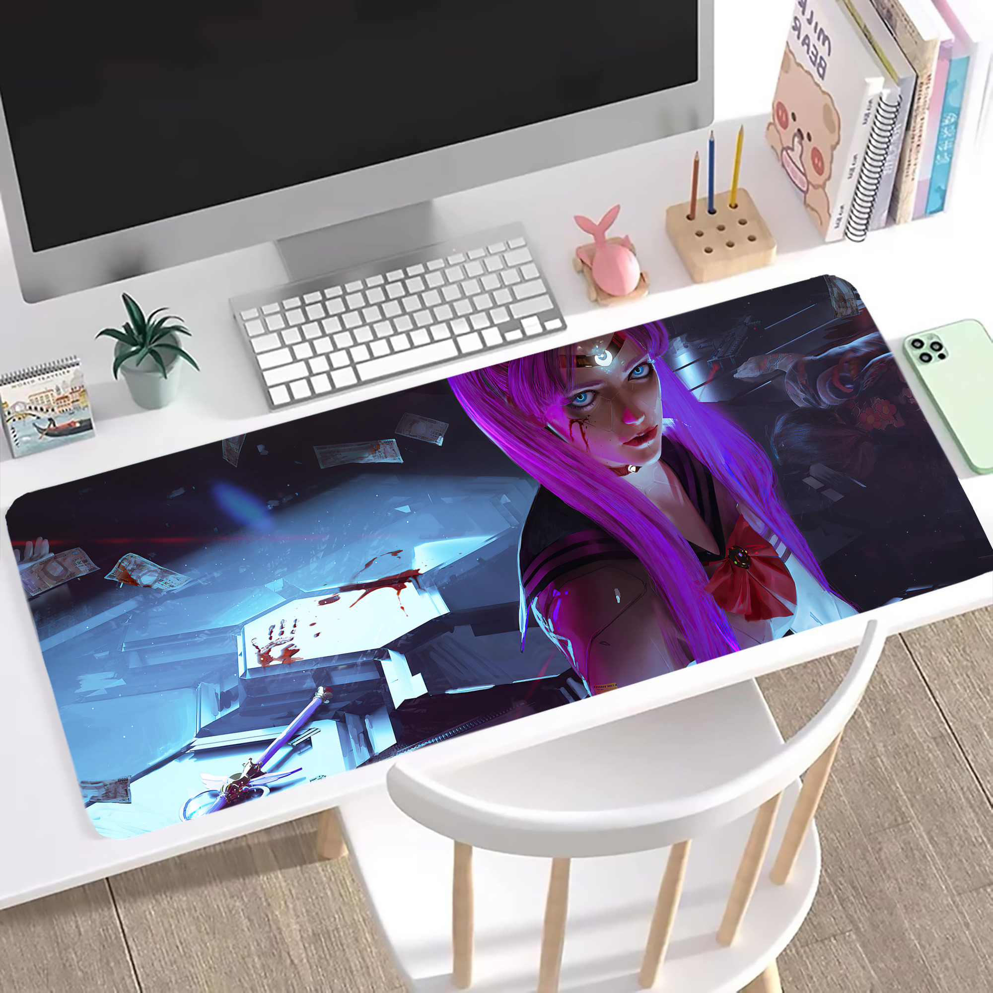 （画像用） 美少女戦士セーラームーン Sailor Moon ステッチ加工 大判デスクマット／滑り止めマウスパッド
