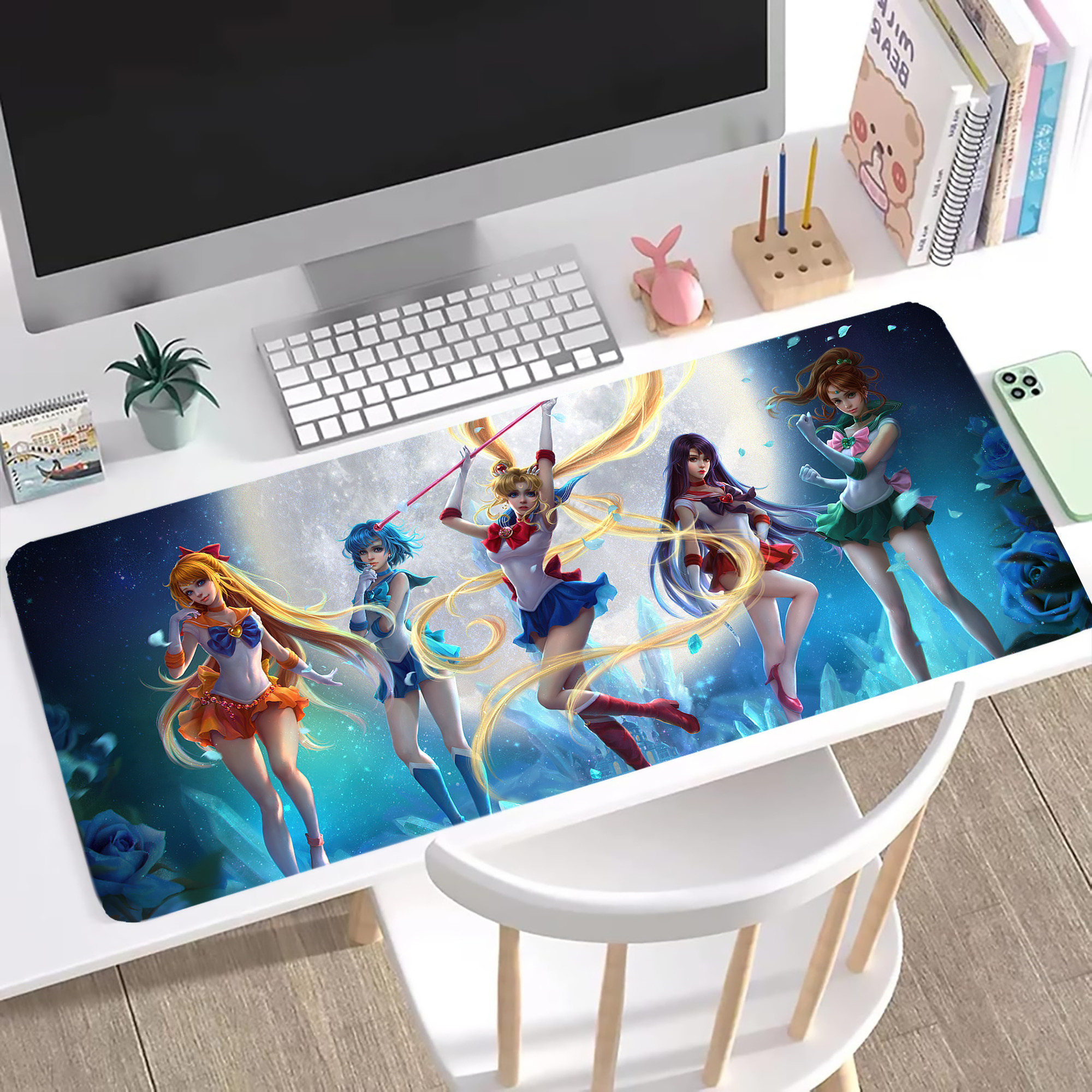 （画像用） 美少女戦士セーラームーン Sailor Moon ステッチ加工 大判デスクマット／滑り止めマウスパッド
