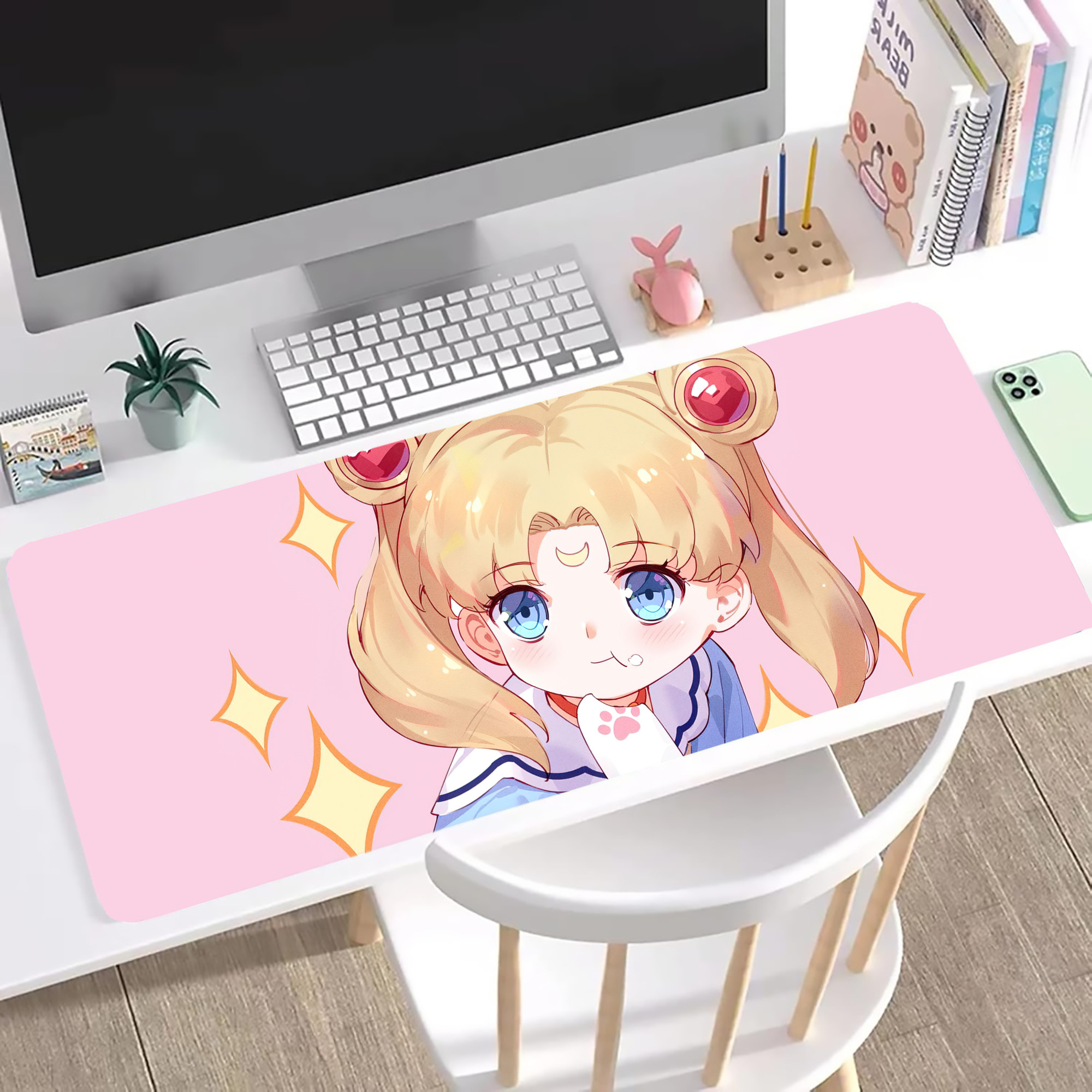 （画像用） 美少女戦士セーラームーン Sailor Moon ステッチ加工 大判デスクマット／滑り止めマウスパッド