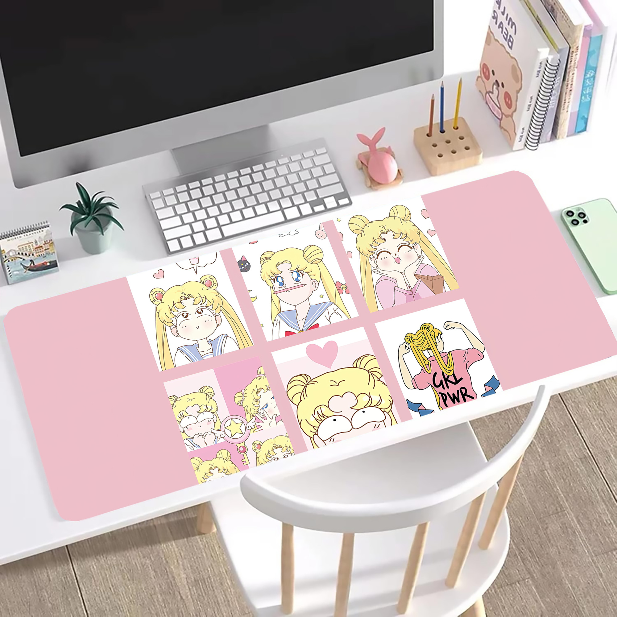 （画像用） 美少女戦士セーラームーン Sailor Moon ステッチ加工 大判デスクマット／滑り止めマウスパッド