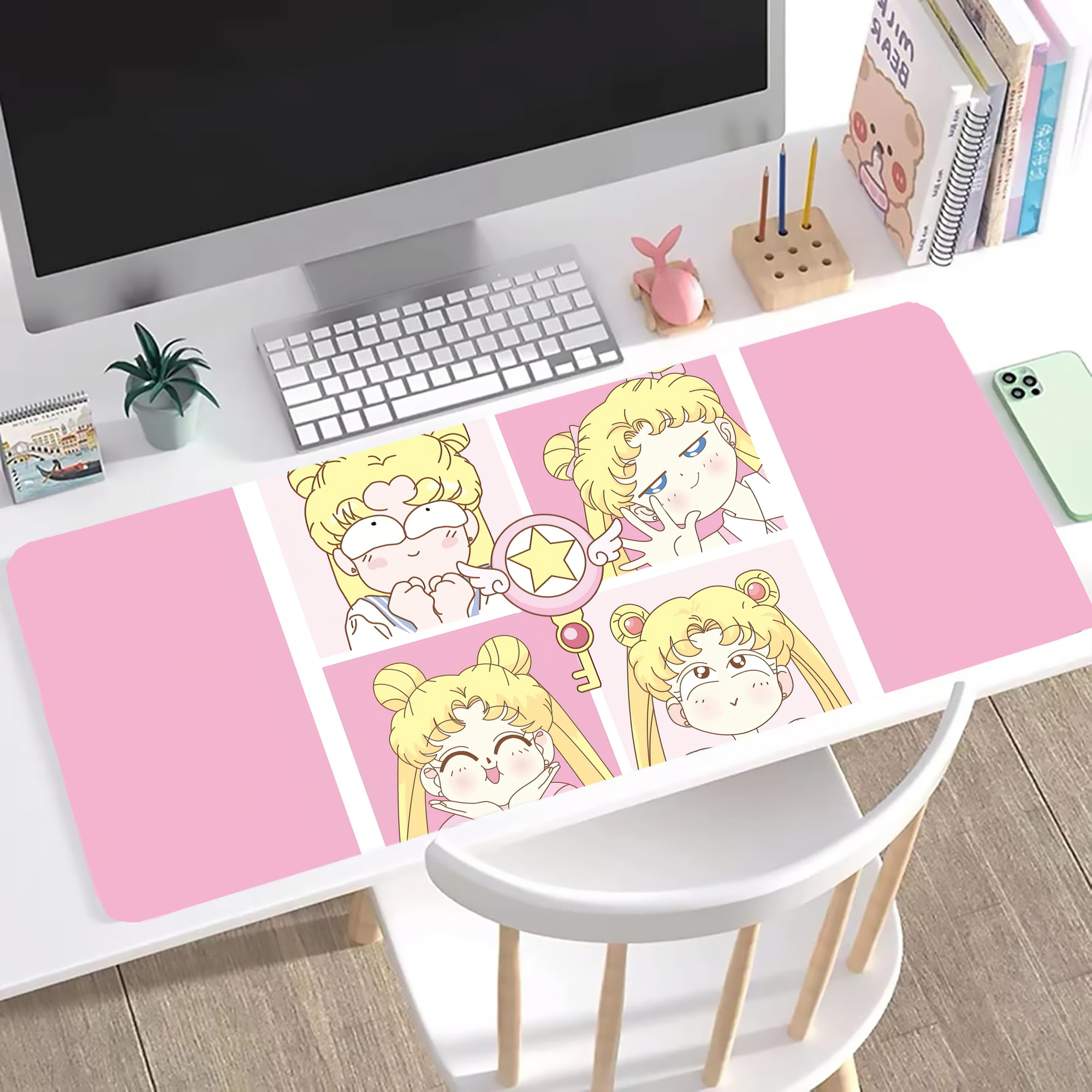 （画像用） 美少女戦士セーラームーン Sailor Moon ステッチ加工 大判デスクマット／滑り止めマウスパッド