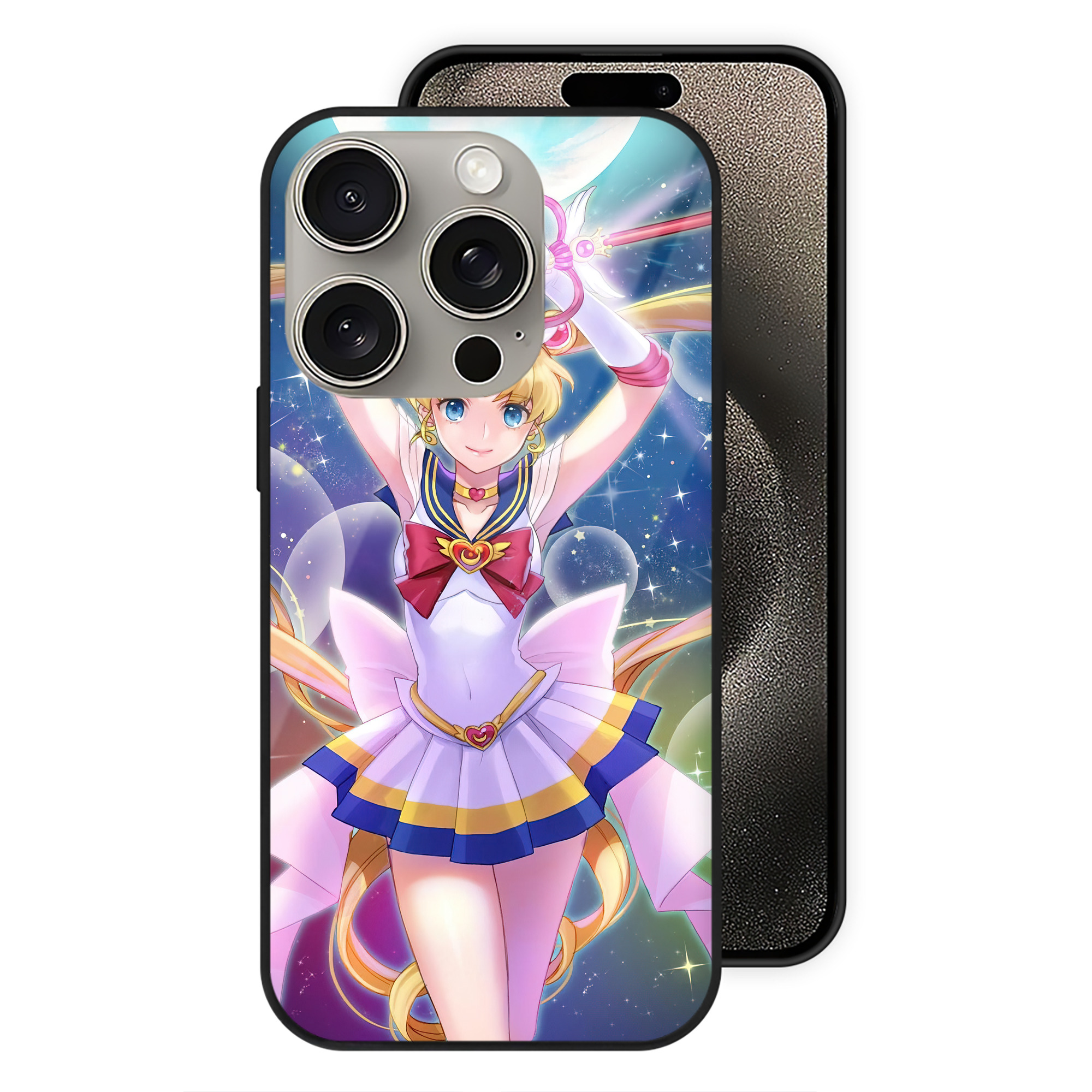 （画像用） 美少女戦士セーラームーン Sailor Moon 【iPhone15Pro対応】スマホケース 耐衝撃＆黄変防止 背面ガラス