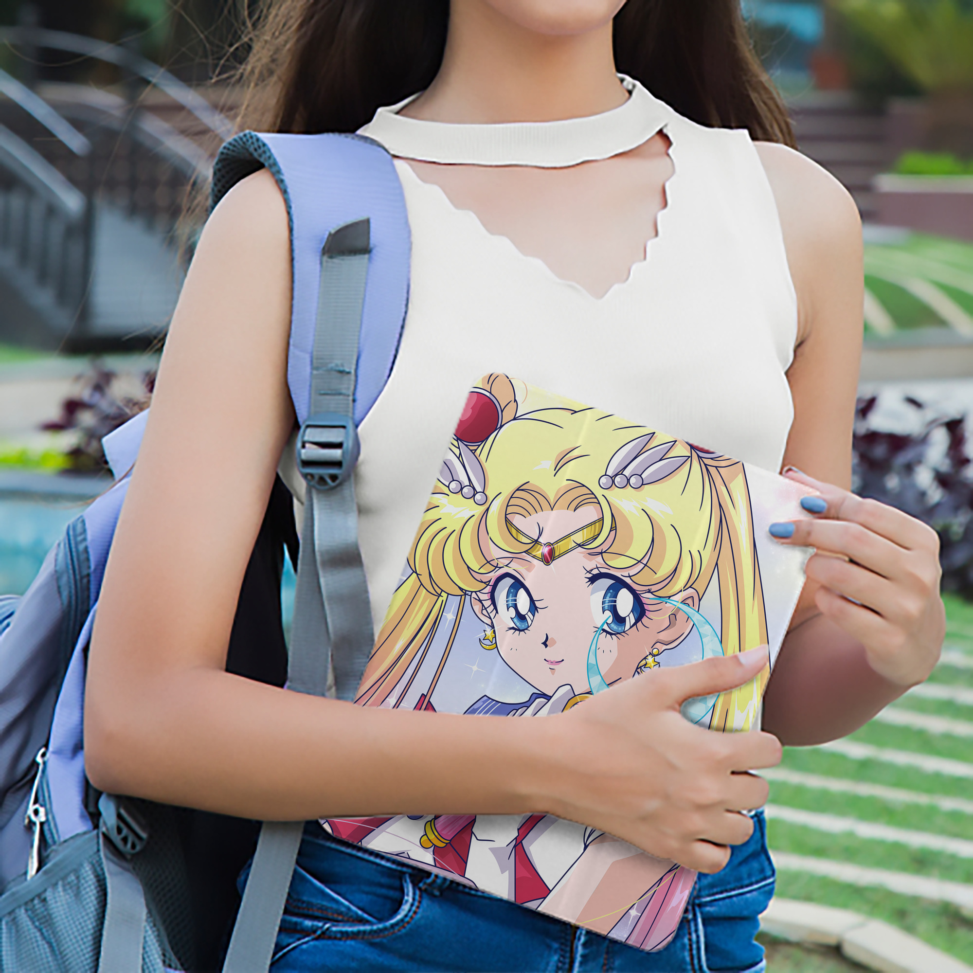 美少女戦士セーラームーン Sailor Moon IPad ケース ペン収納付き 三つ折りスタンド PUレザー×シリコン 対応機種9.5/10.5/10.9インチ