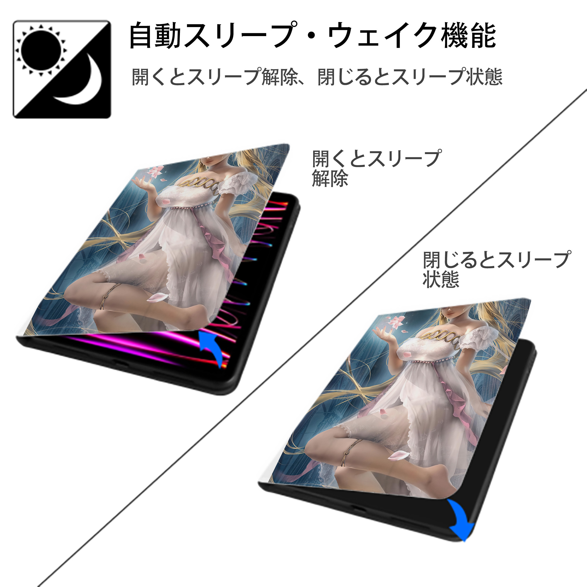 美少女戦士セーラームーン Sailor Moon IPad ケース ペン収納付き 三つ折りスタンド PUレザー×シリコン 対応機種9.5/10.5/10.9インチ
