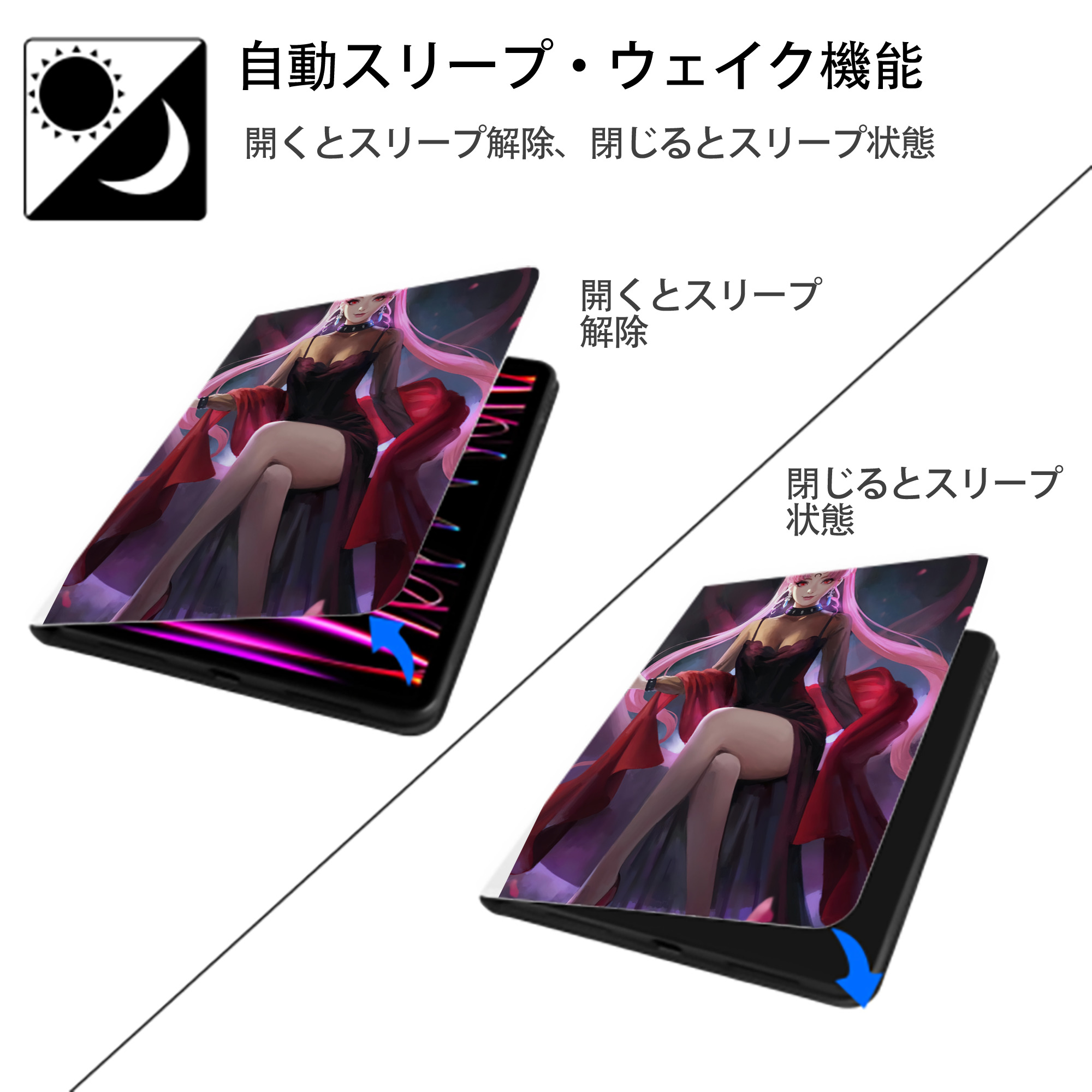 美少女戦士セーラームーン Sailor Moon IPad ケース ペン収納付き 三つ折りスタンド PUレザー×シリコン 対応機種9.5/10.5/10.9インチ
