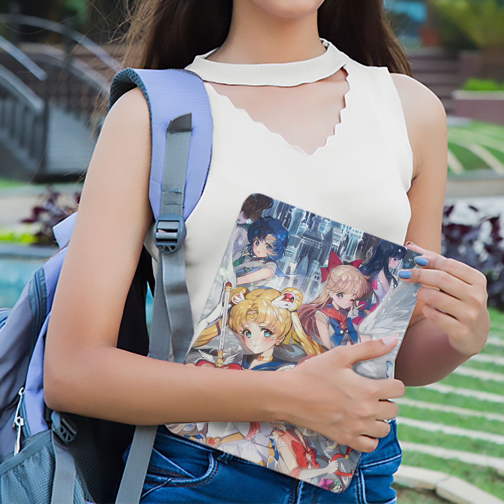 美少女戦士セーラームーン Sailor Moon IPad ケース ペン収納付き 三つ折りスタンド PUレザー×シリコン 対応機種9.5/10.5/10.9インチ