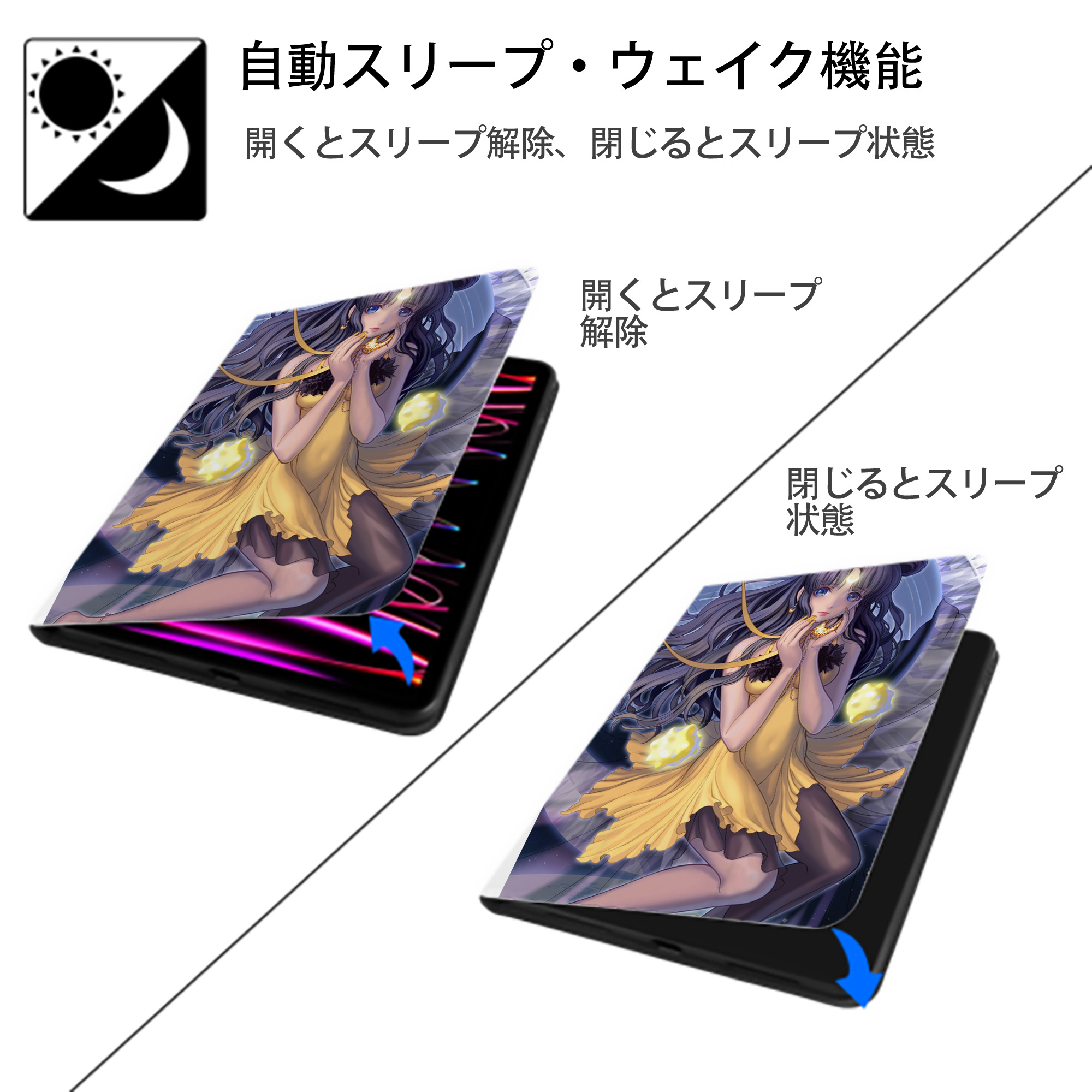 美少女戦士セーラームーン Sailor Moon IPad ケース ペン収納付き 三つ折りスタンド PUレザー×シリコン 対応機種9.5/10.5/10.9インチ