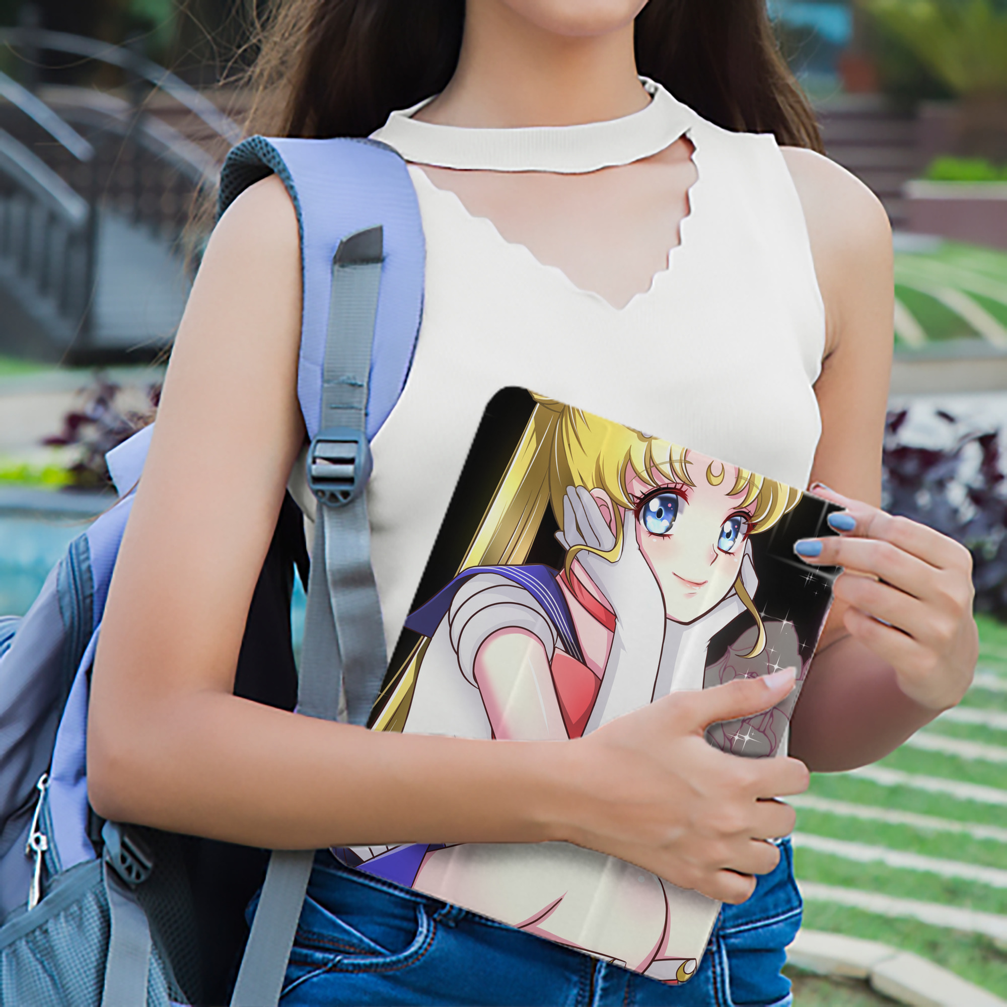 美少女戦士セーラームーン Sailor Moon IPad ケース ペン収納付き 三つ折りスタンド PUレザー×シリコン 対応機種9.5/10.5/10.9インチ