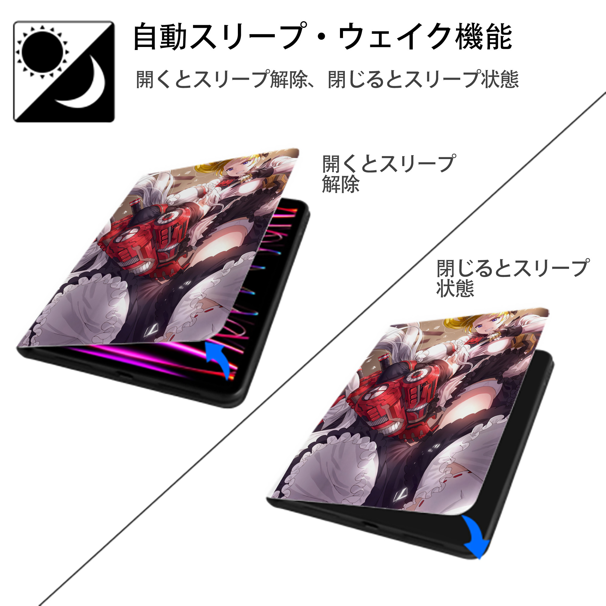 美少女戦士セーラームーン Sailor Moon IPad ケース ペン収納付き 三つ折りスタンド PUレザー×シリコン 対応機種9.5/10.5/10.9インチ
